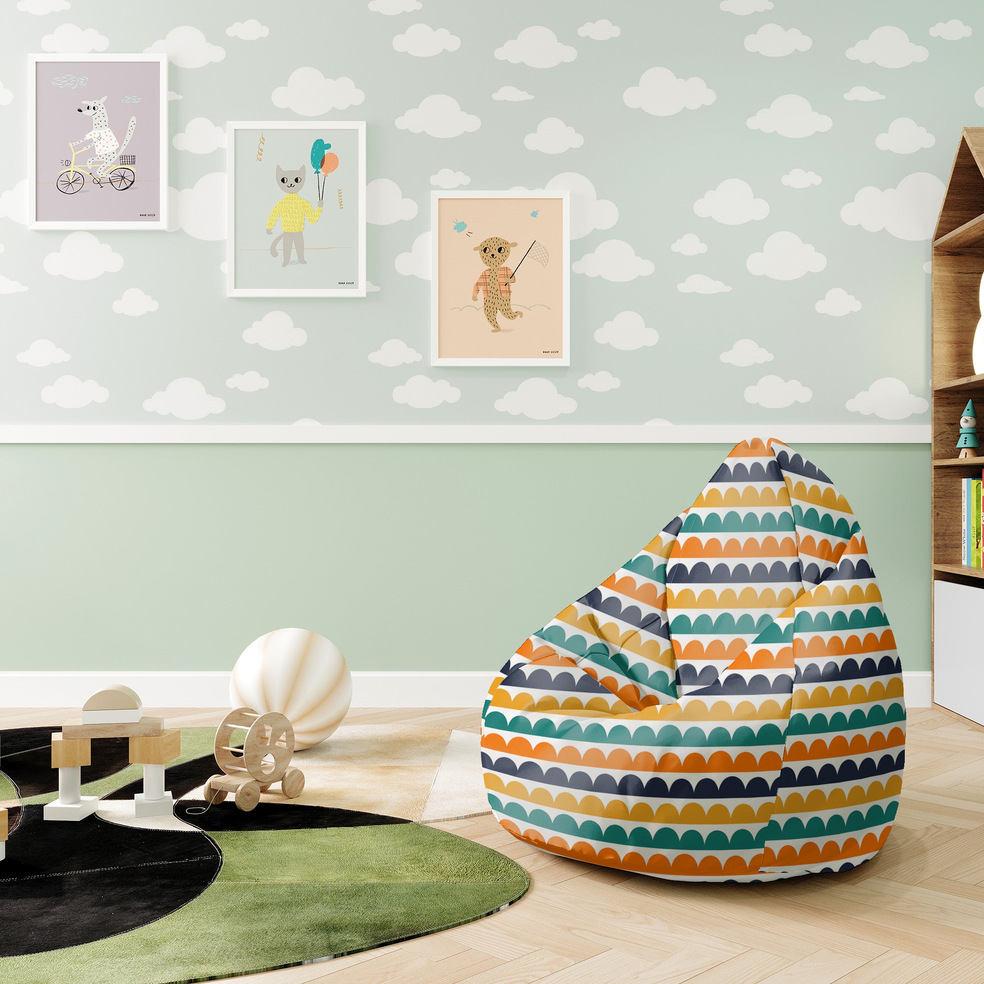 Puf Pearshape Abstract Half Dots-S-Oxford