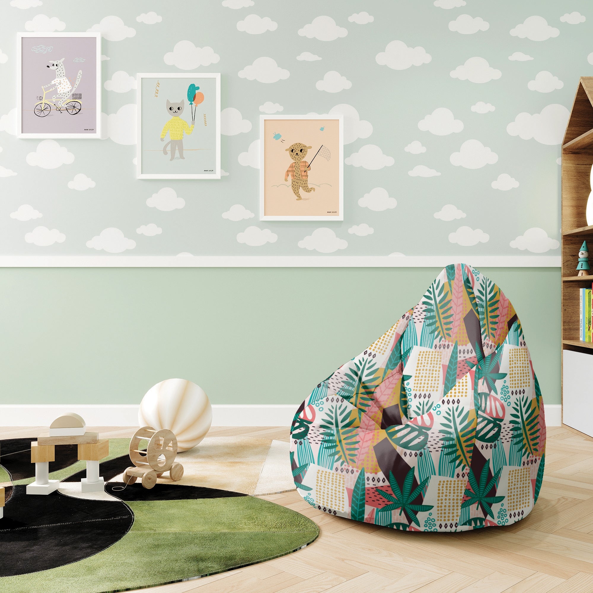 Pearshape Pouf Abstract Monstera