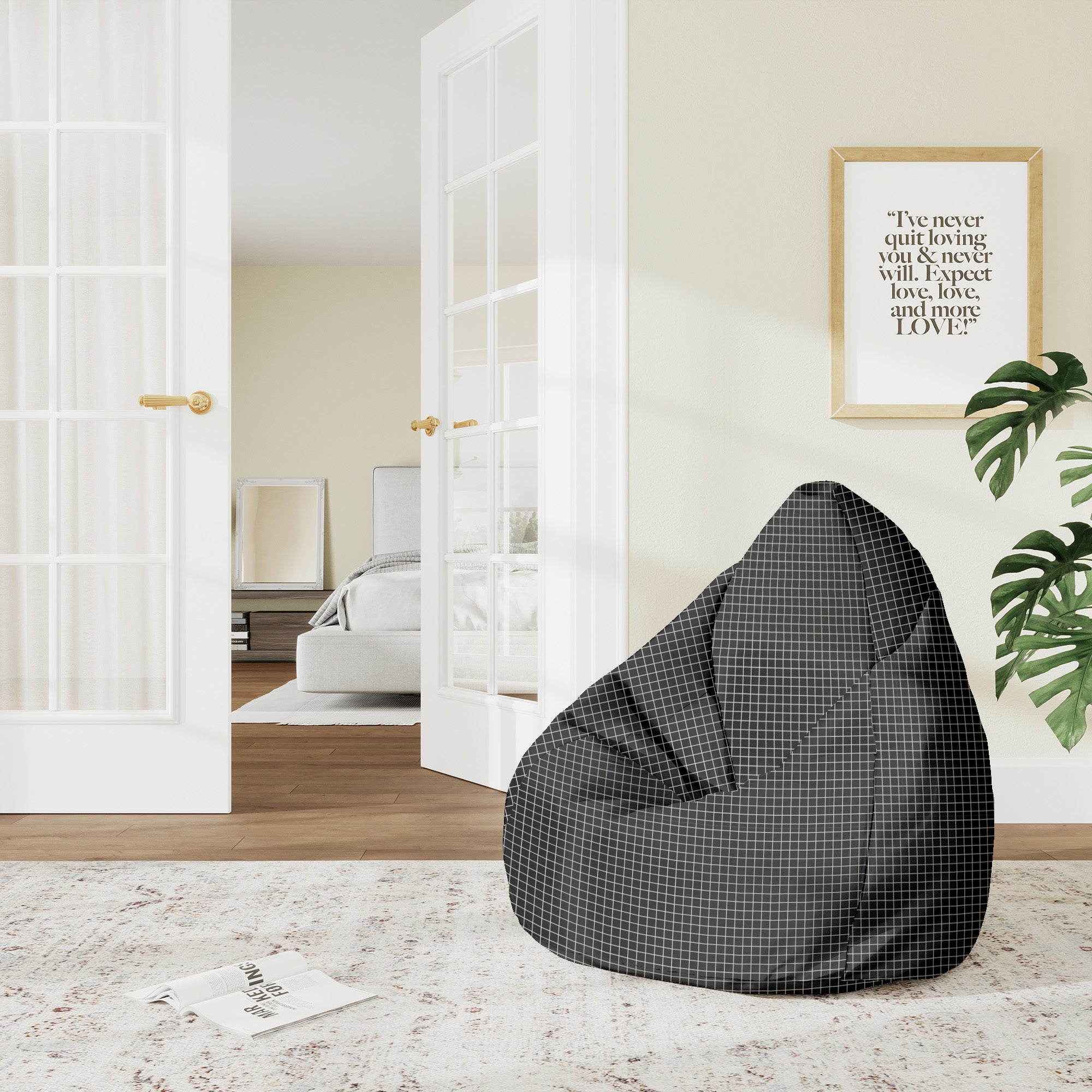 Sitzpouf Birnenform Ästhetisches Raster-M-Oxford