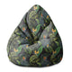 Sitzpouf Birnenform Aquarell auf Schwarz-S-Oxford