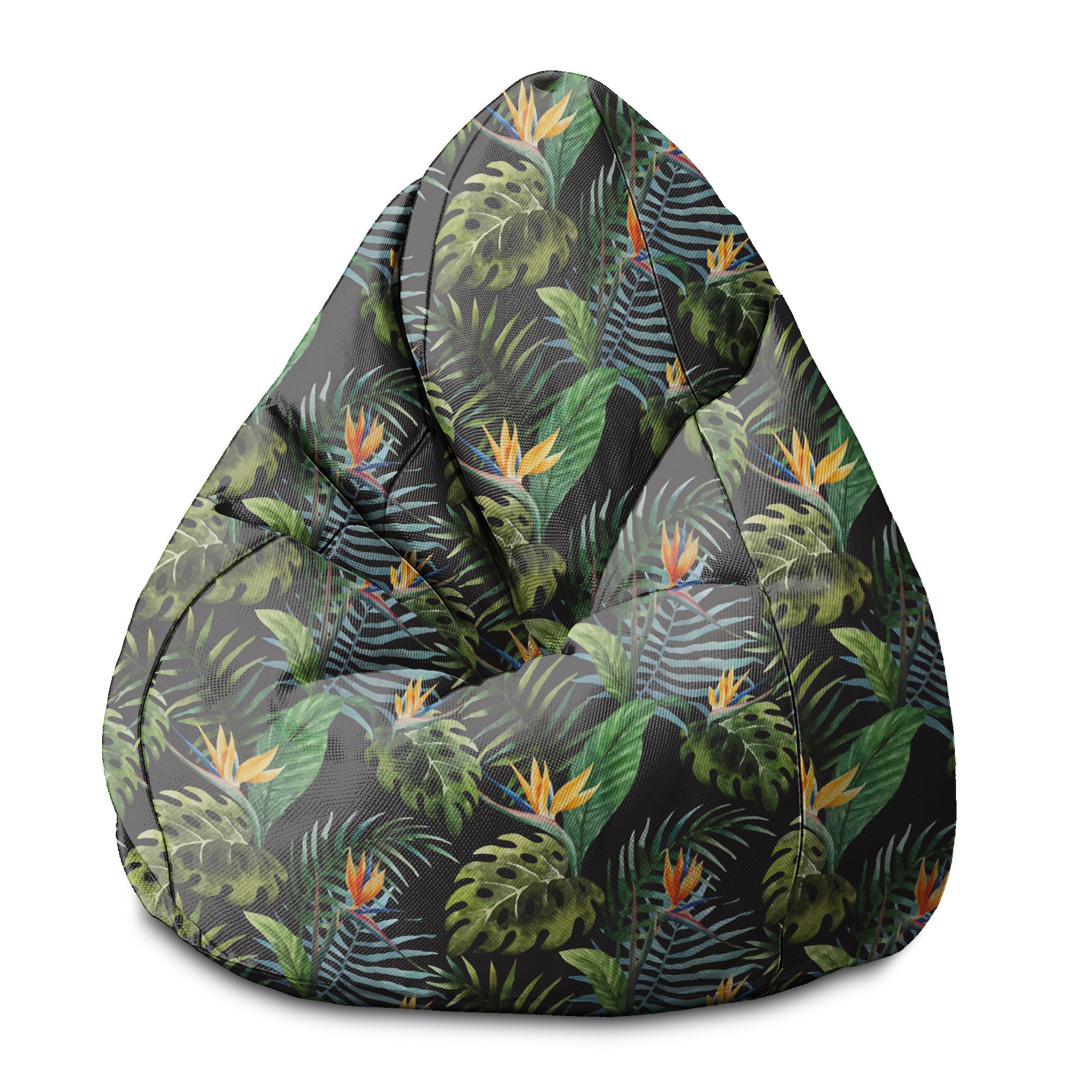 Sitzpouf Birnenform Aquarell auf Schwarz-S-Samt