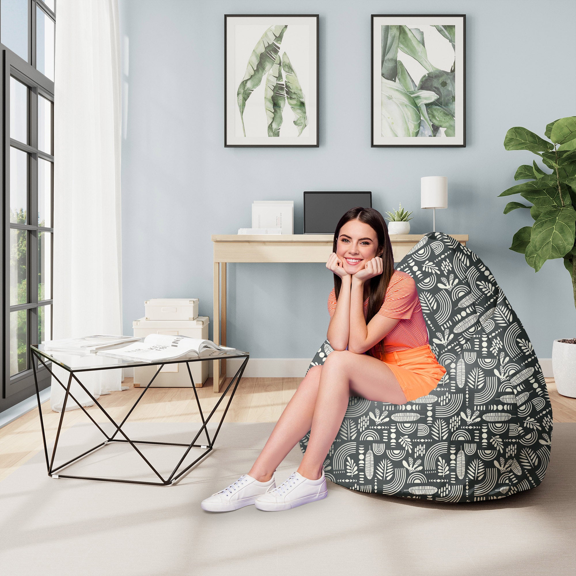 Sitzpouf Pearshape Artistic Abstract Art-M-Oxford