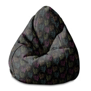 Puf Pearshape Black Skull-S-Oxford