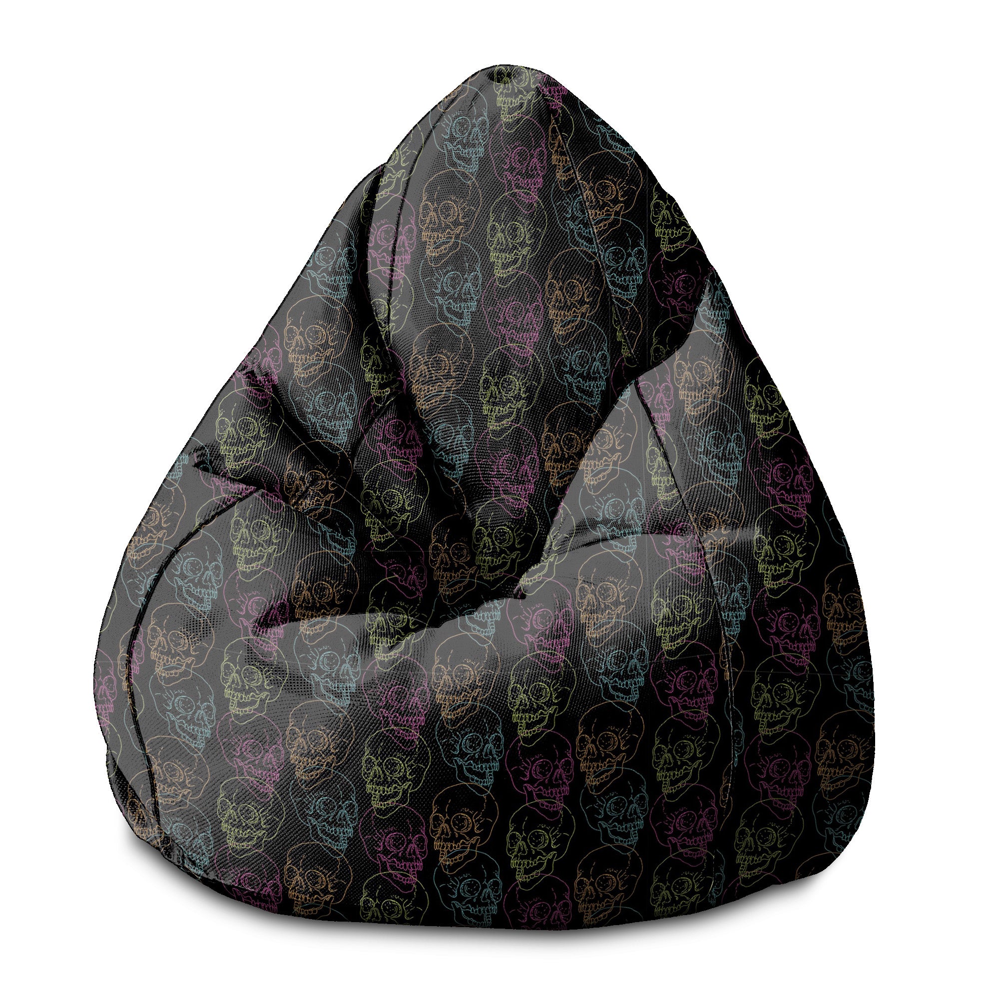 Puf Pearshape Black Skull-S-Oxford