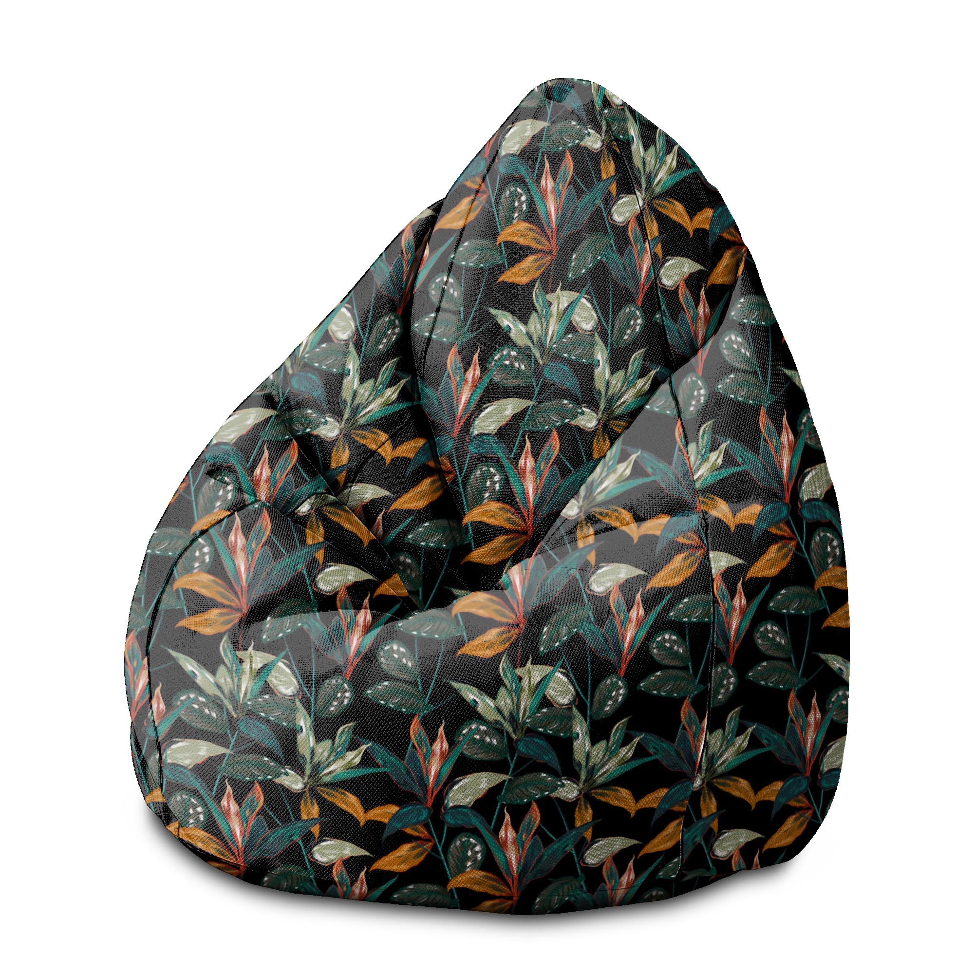 Puf Pearshape  Black Tropical Forest-M-Oxford