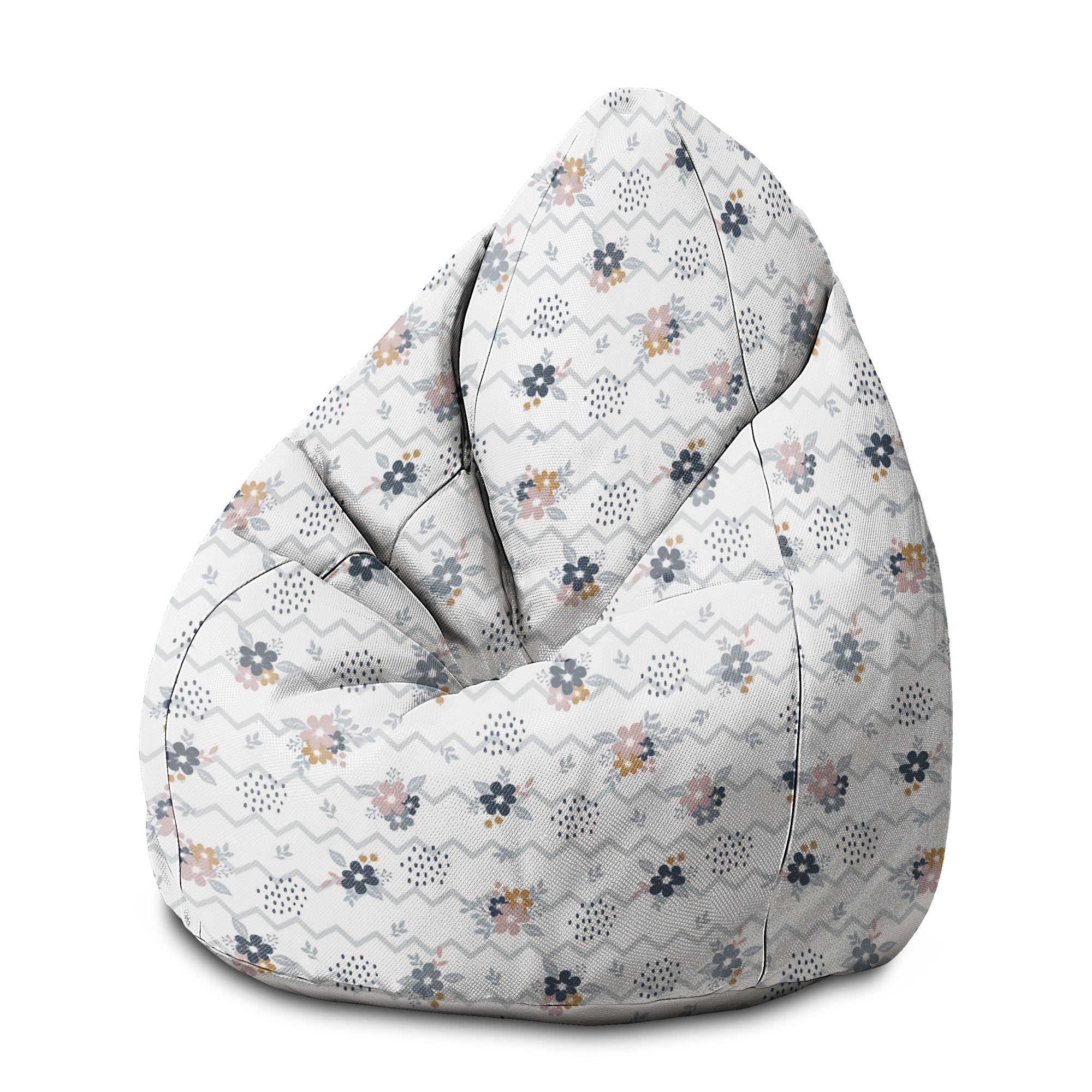 Puf Birnenform Chevron und Blumen-M-Samt