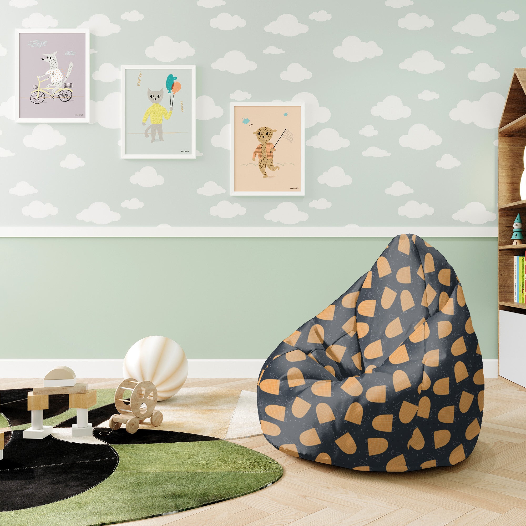 Pearshape Chilling Turtles Pouf-S-Oxford