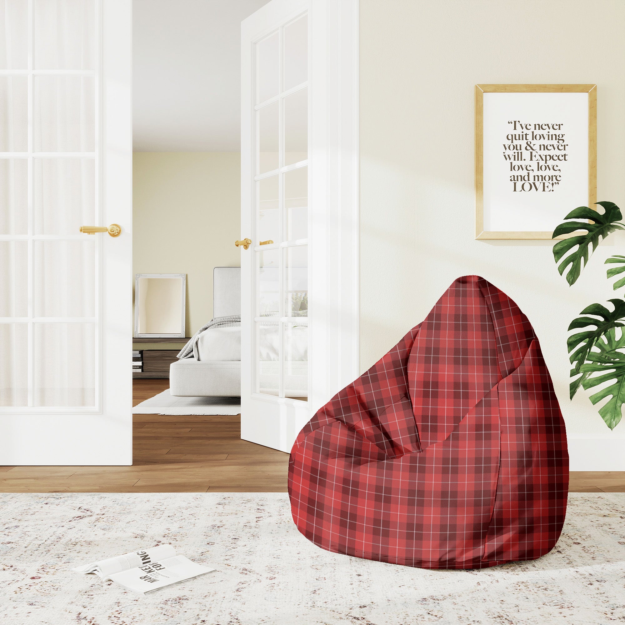 Puf Pearshape Christmas Red Checker-M-Oxford