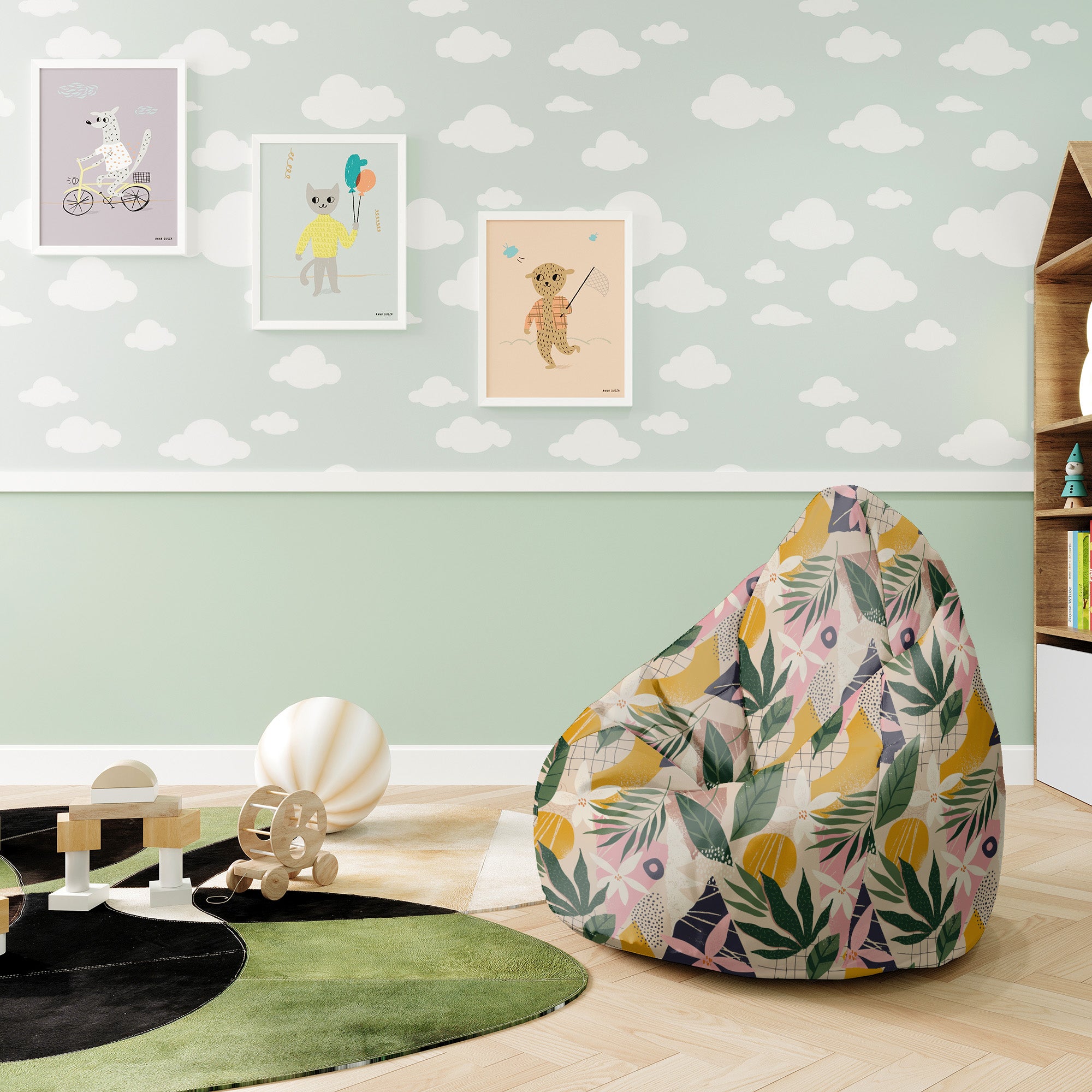Pearshape Collage Floral Pouf