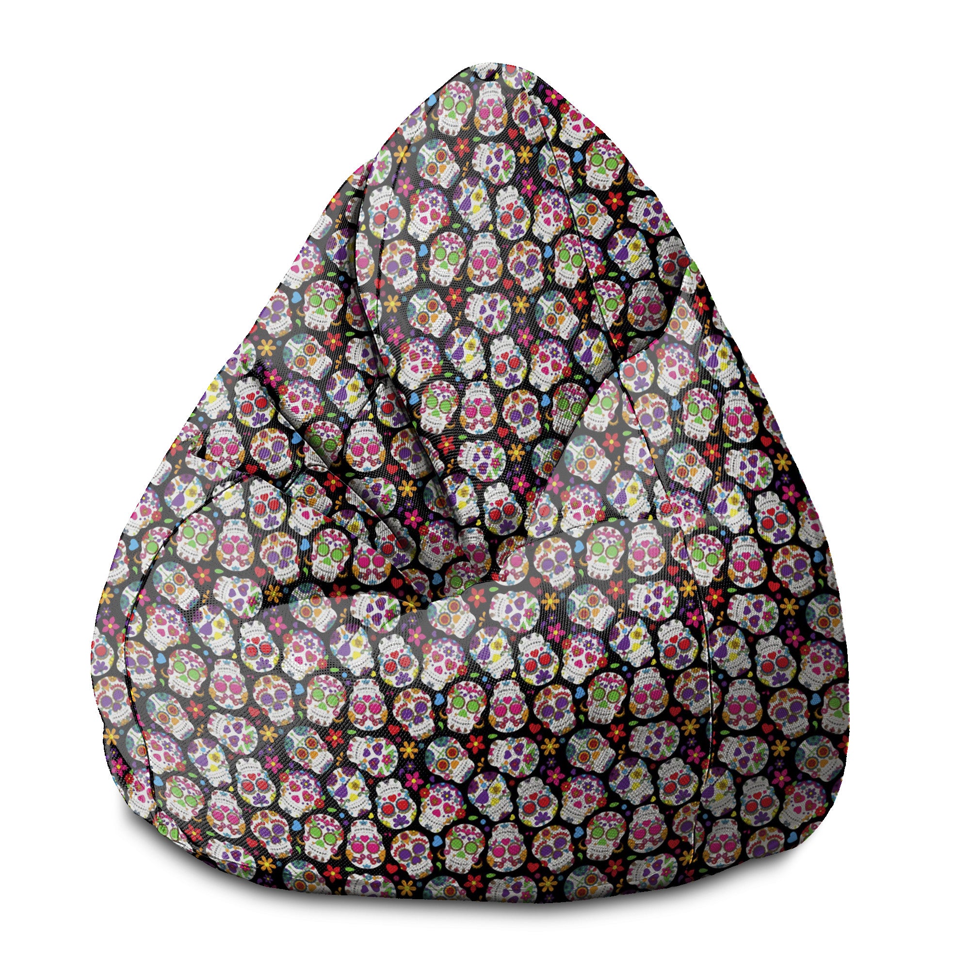Puf Pearshape Colourful Skull-S-Velvet