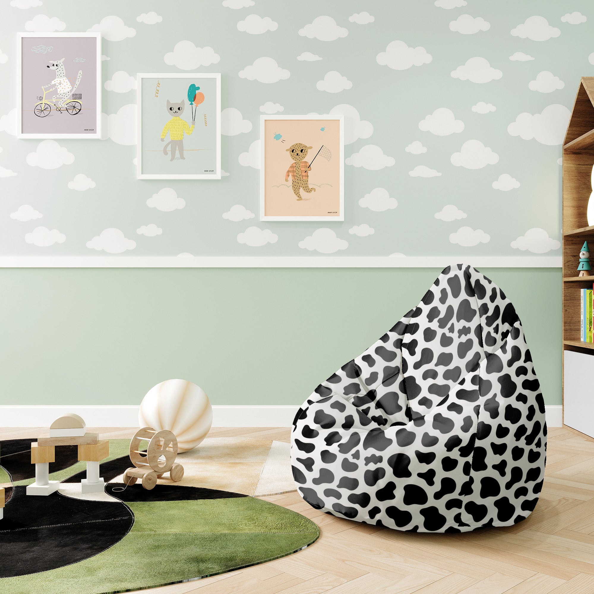 Pearshape Cow Print Pouf