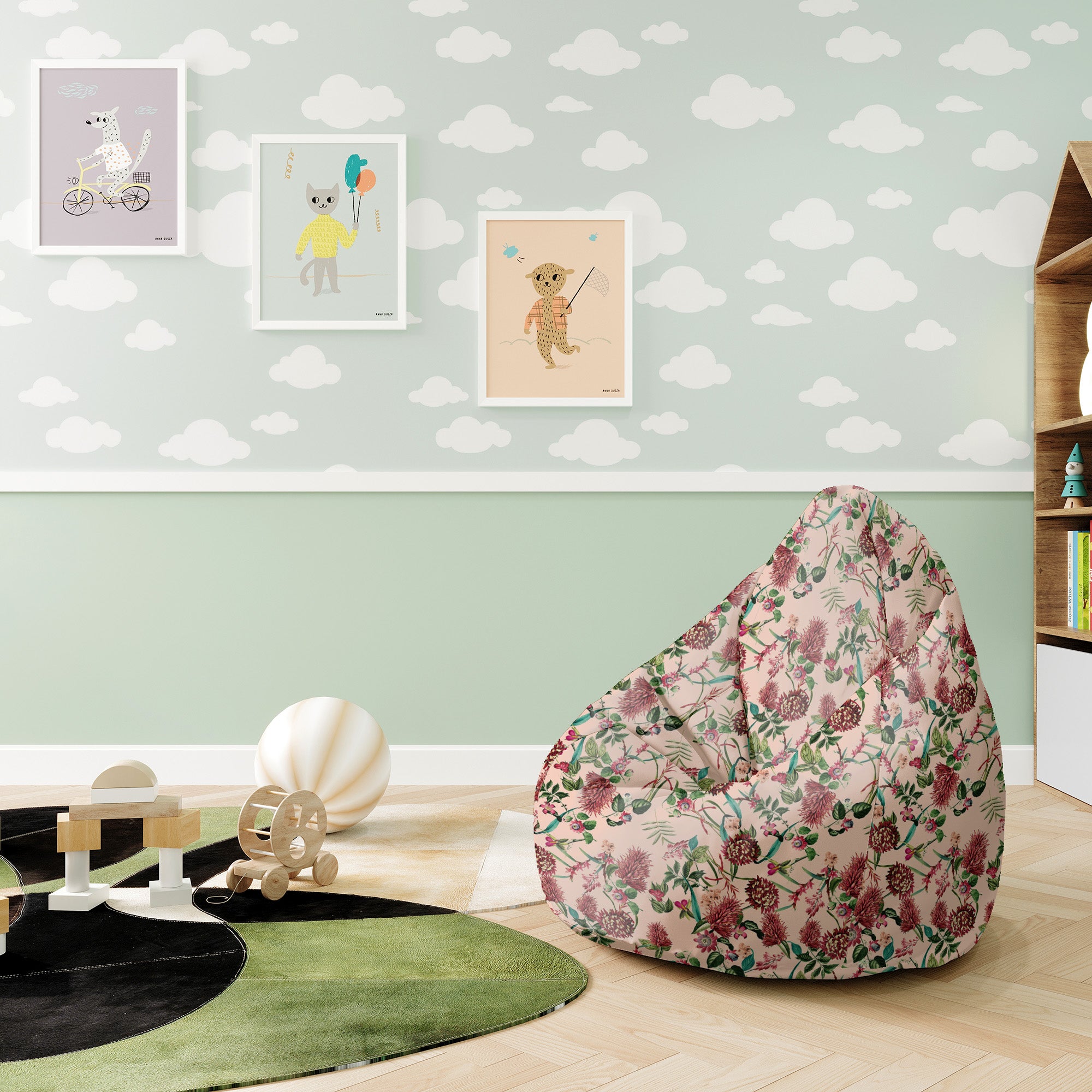 Sedací vak Pearshape Dark Jungle Pink