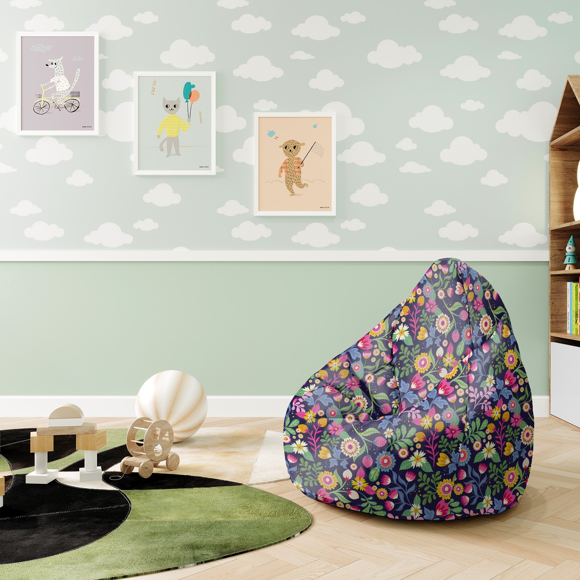Puf Pearshape Exotic Floral