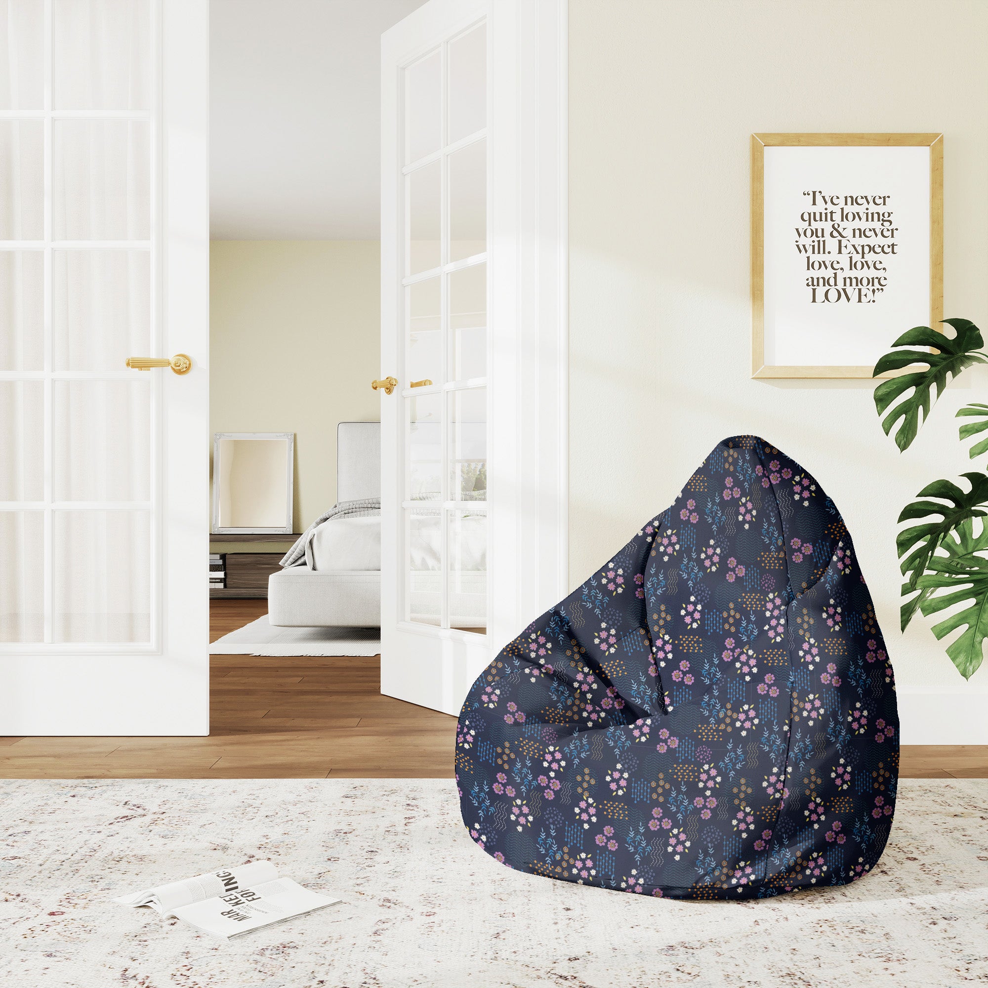 Puf Pearshape Geometrische Blume-M-Samt