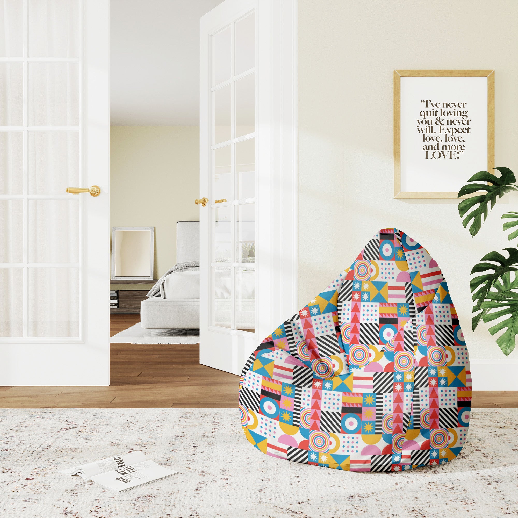 Puf Pearshape Geometrisches Mosaik-M-Samt