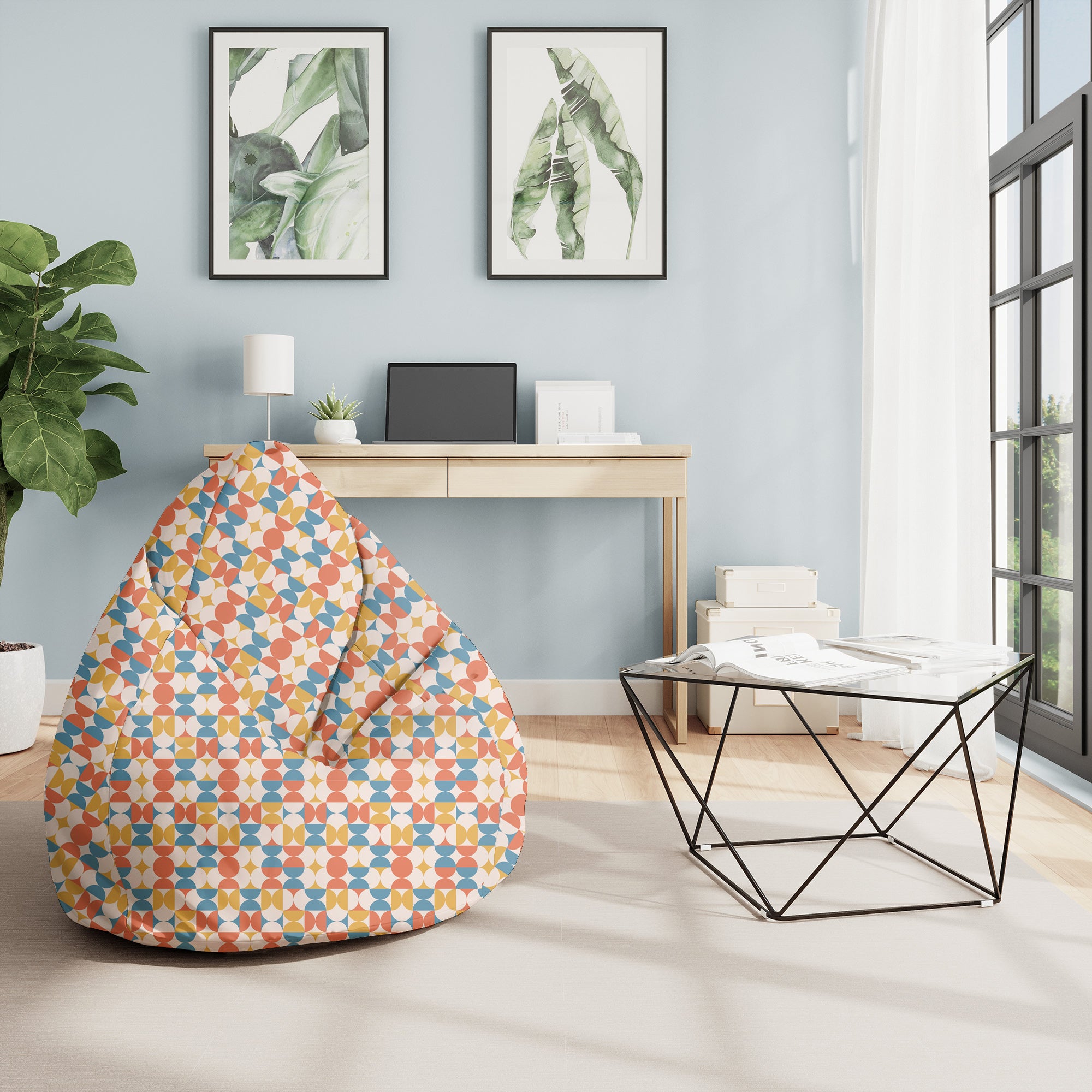 Puf Pearshape Geometrisches Retro-M-Oxford