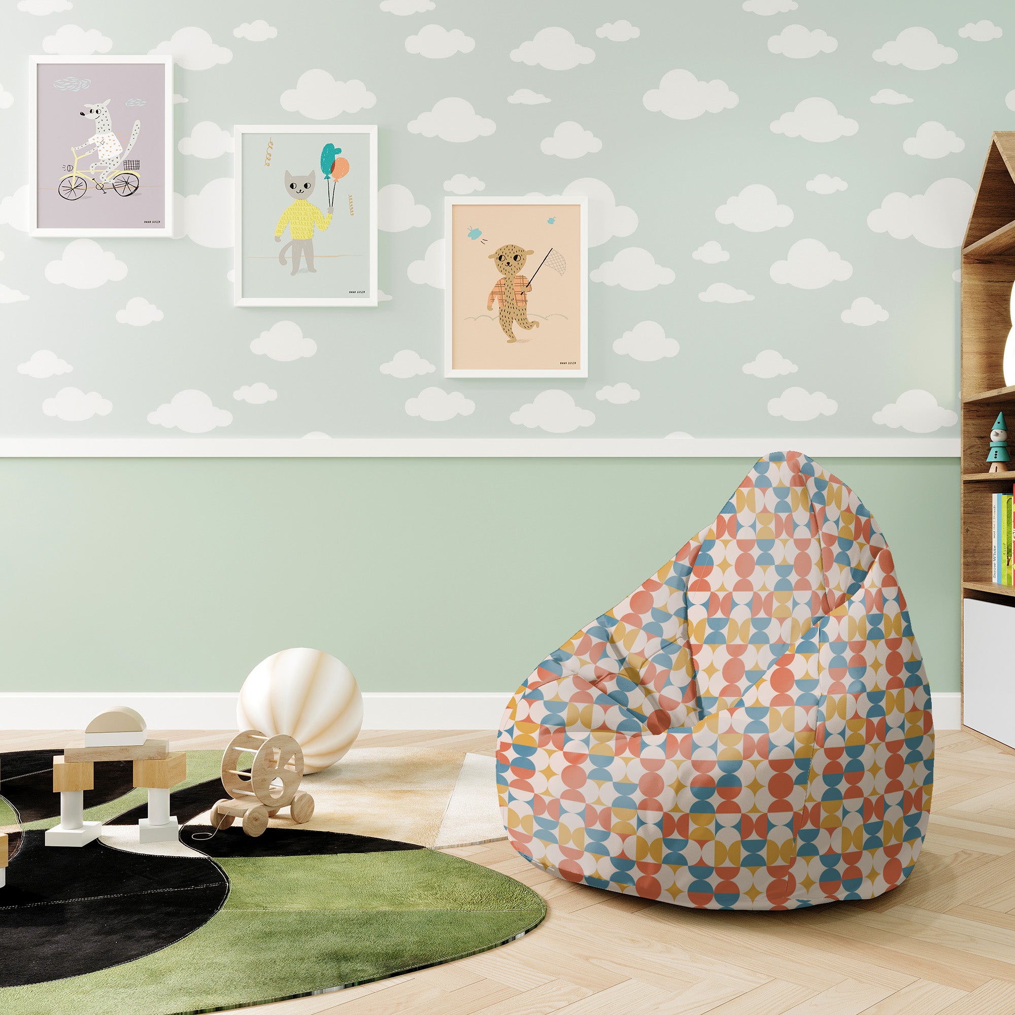 Puf Pearshape Geometric Retro-S-Oxford