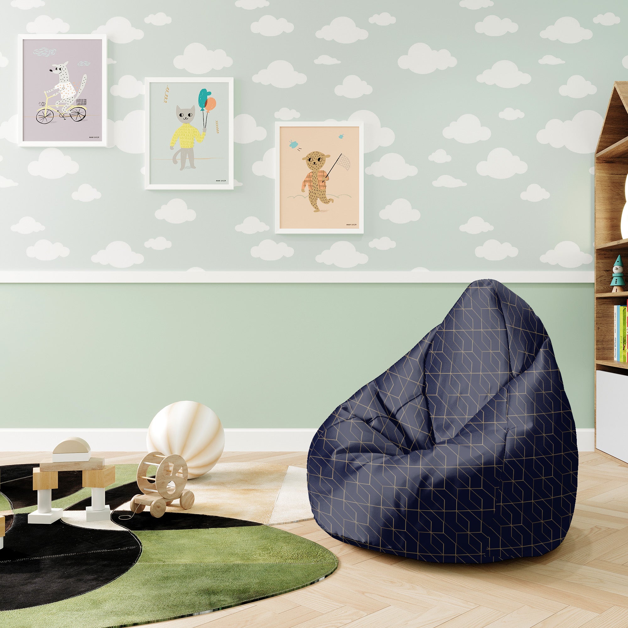 Sedací vak Pearshape Gold Luxury Pattern