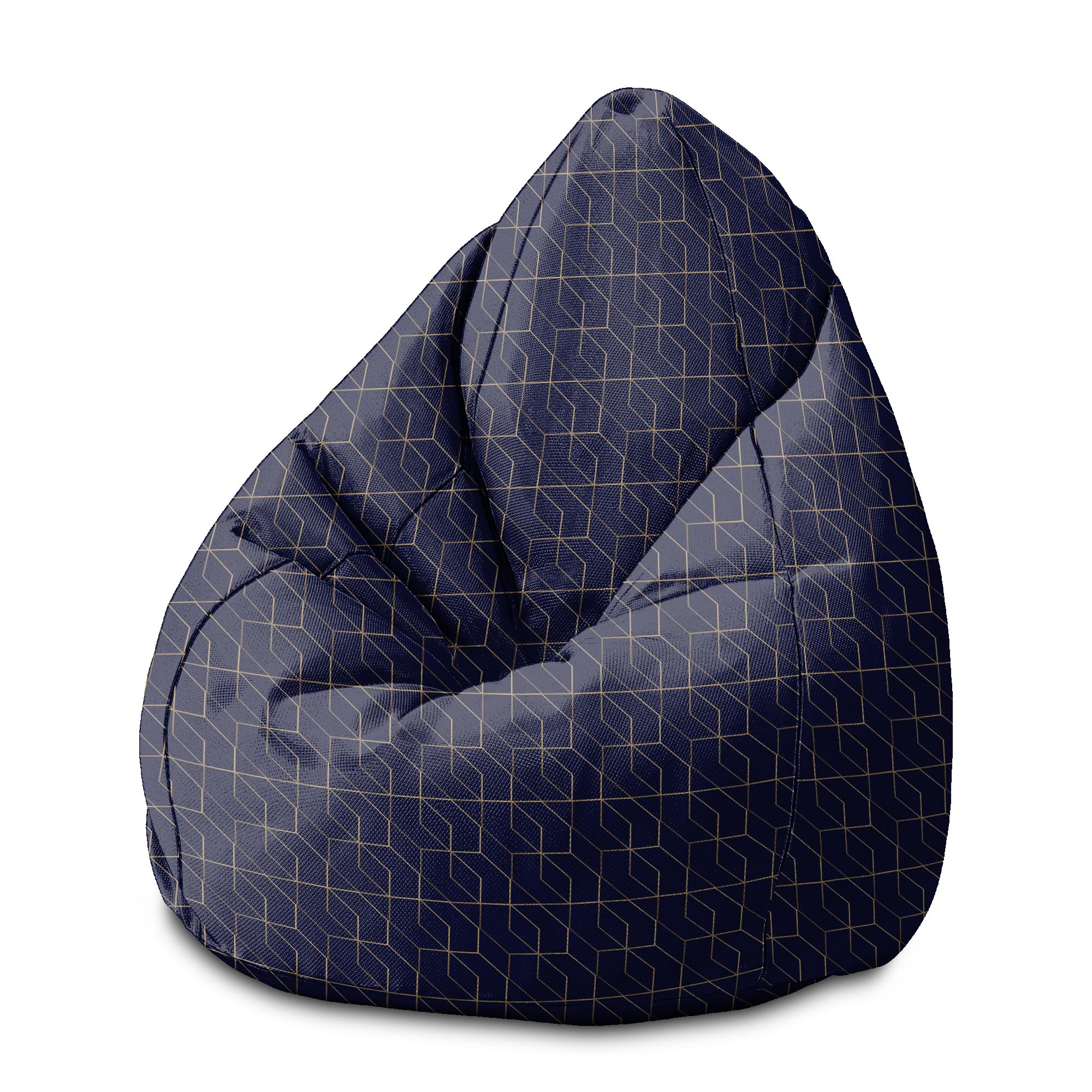 Puf Pearshape Gold Luxury Pattern-M-Oxford