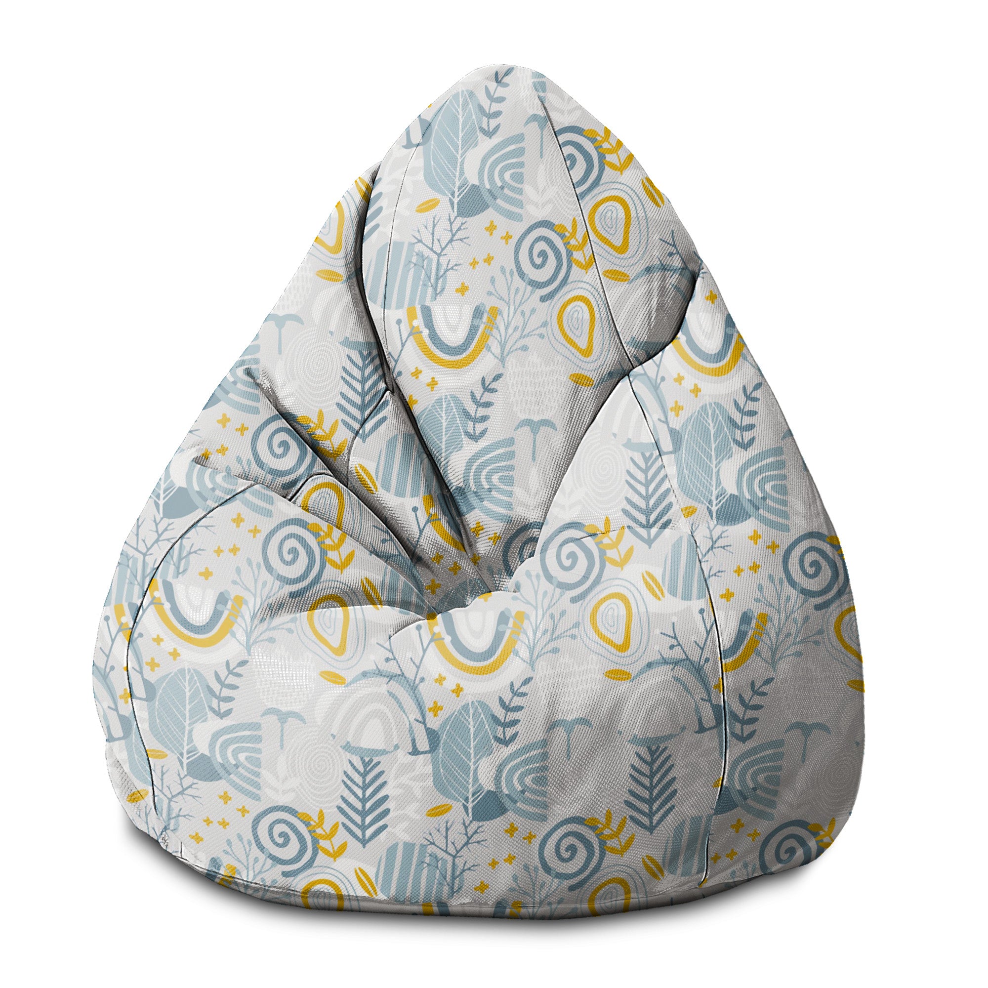 Puf Birnenform Grau Blumenmuster