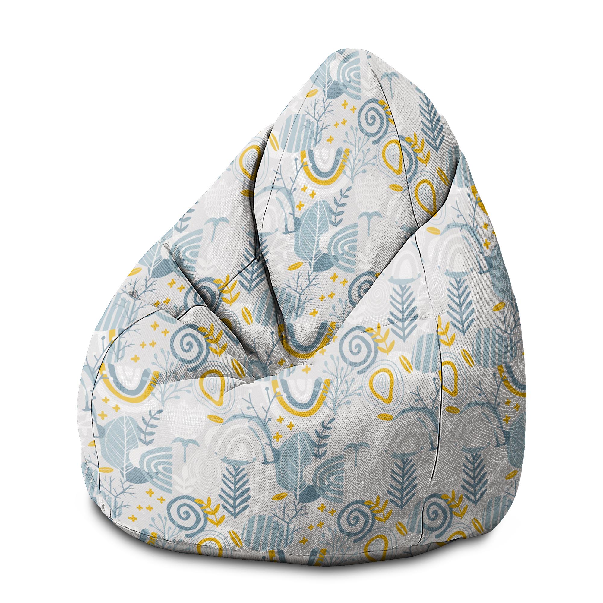 Pearshape Pouf Grey Floral Pattern-M-Velvet