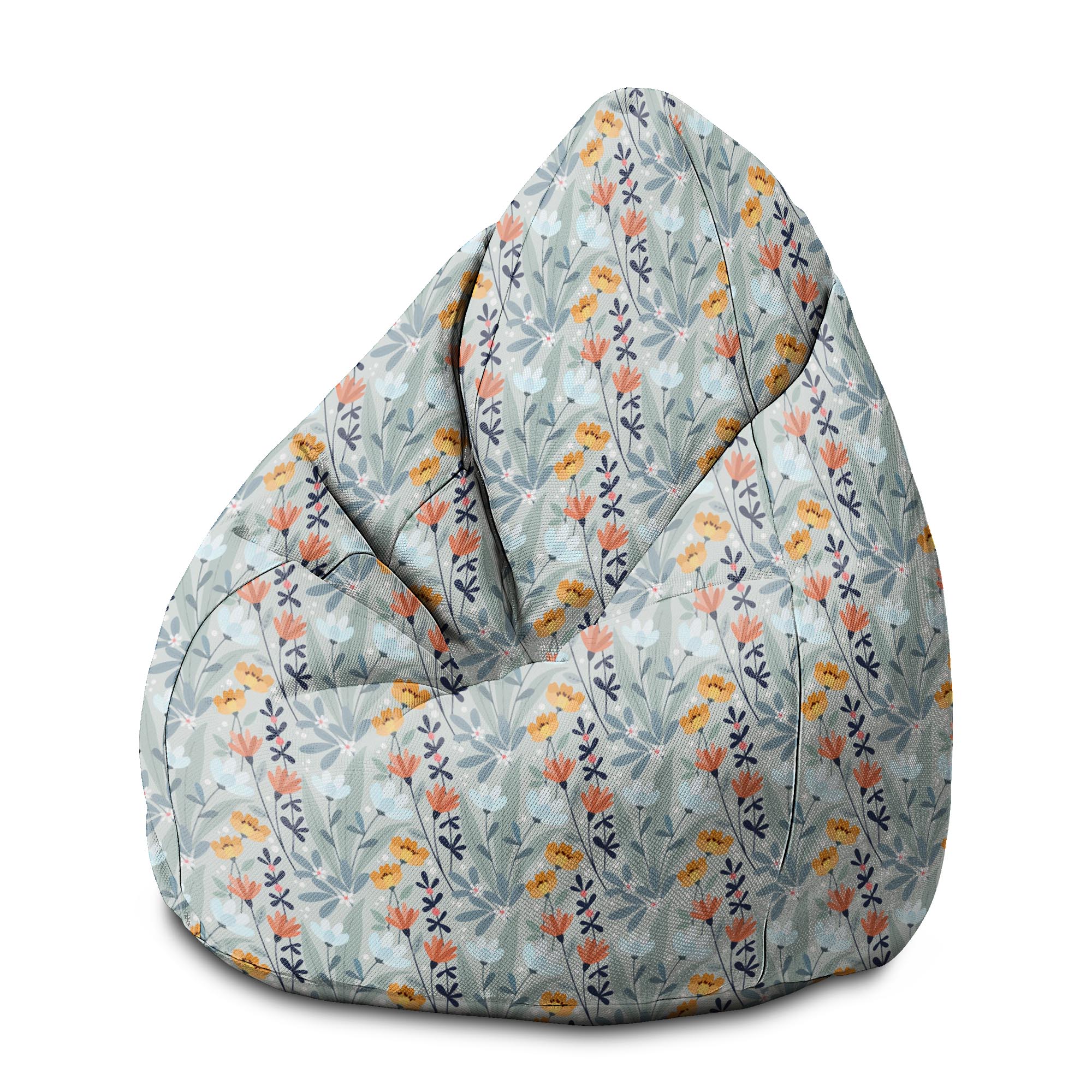 Puf Pearshape Handdrawn Flowers-M-Oxford