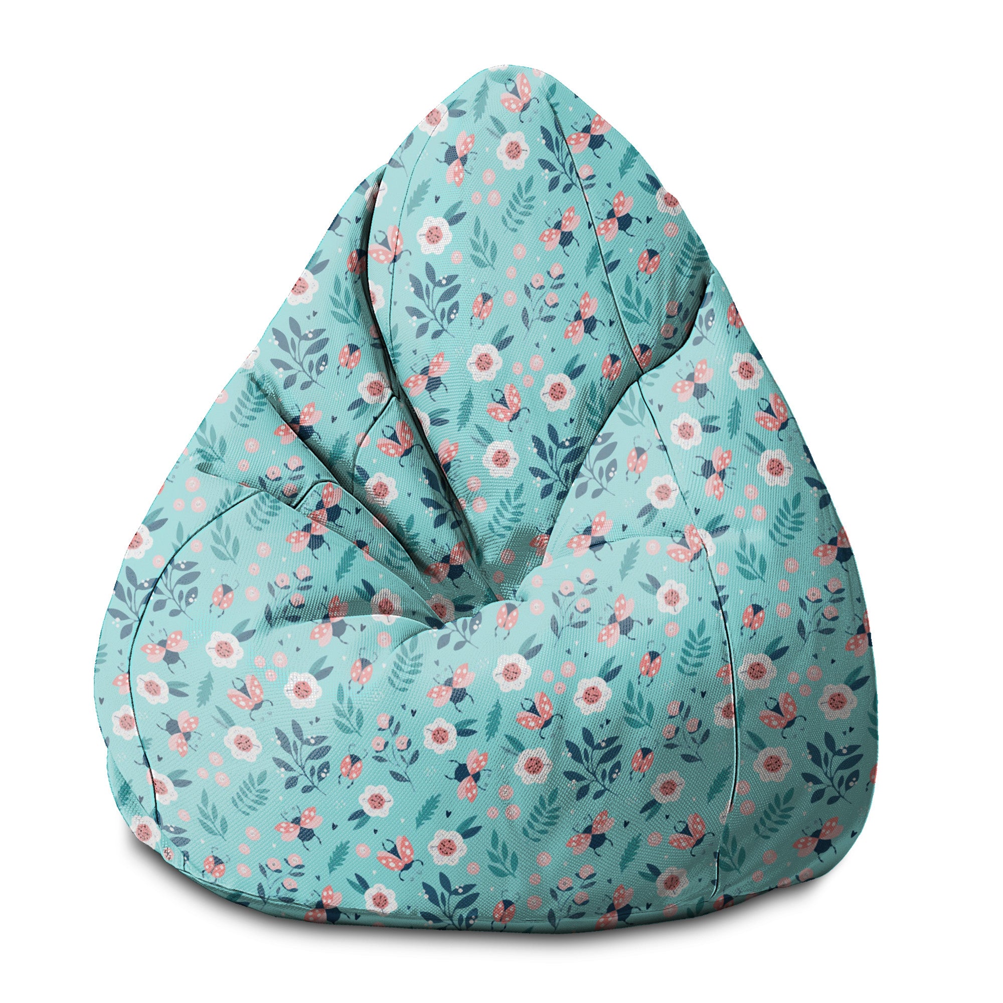 Pearshape Pouf Ladybugs and Flowers