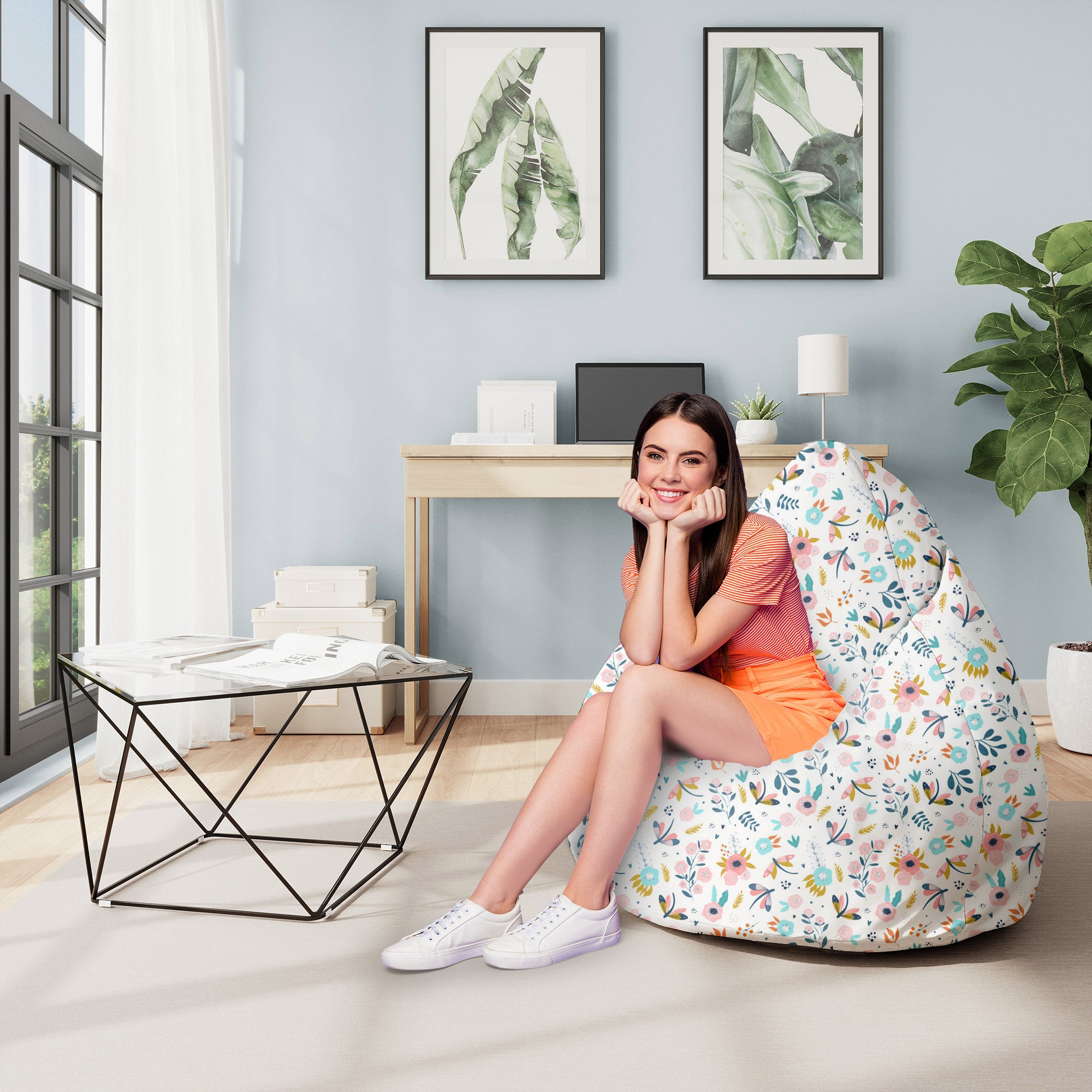 Puf Birnenform Living in the Flowers-M-Samt