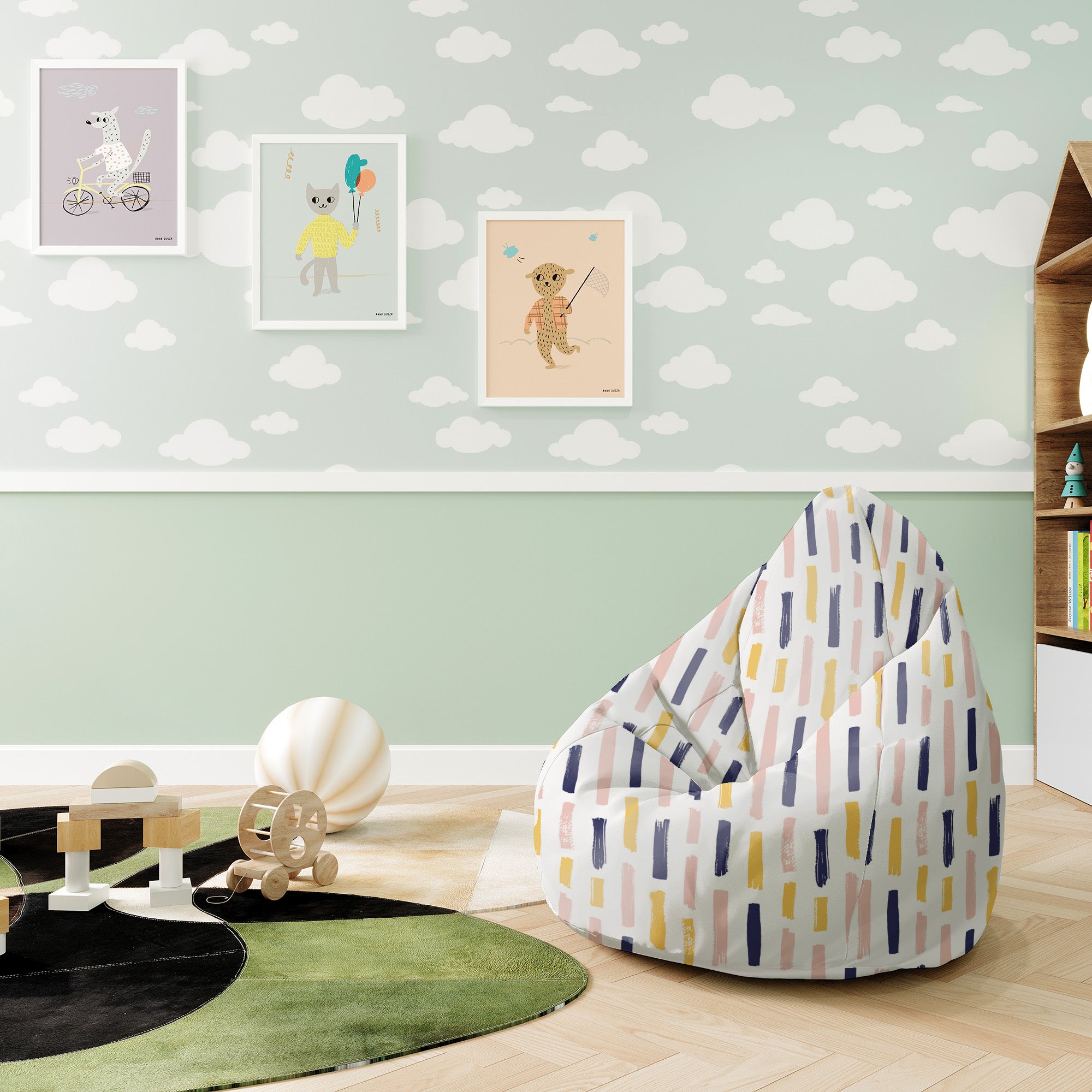 Puf Birnenform Modern Brush Strokes