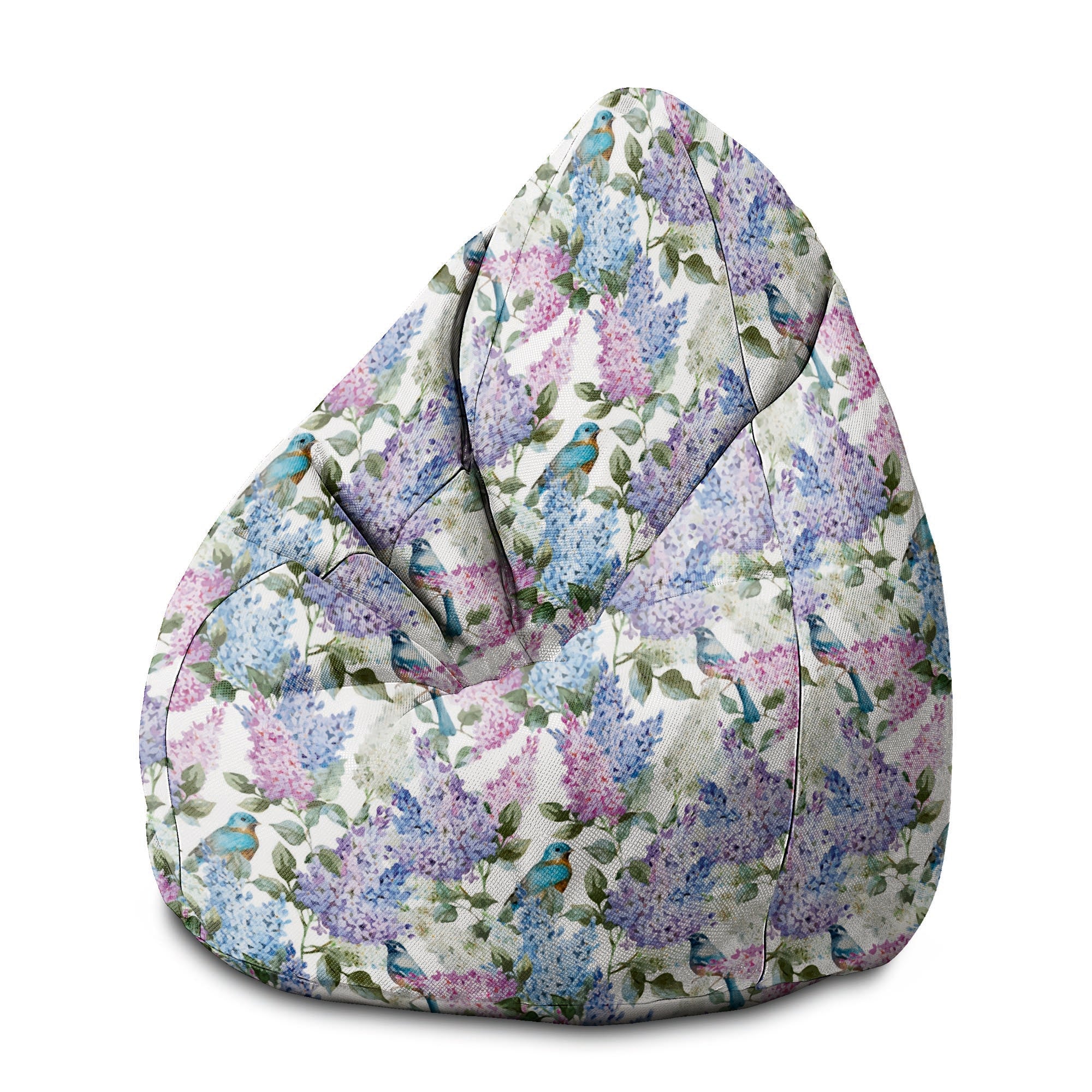 Pearshape Pouf Birds in Flowers-M-Oxford