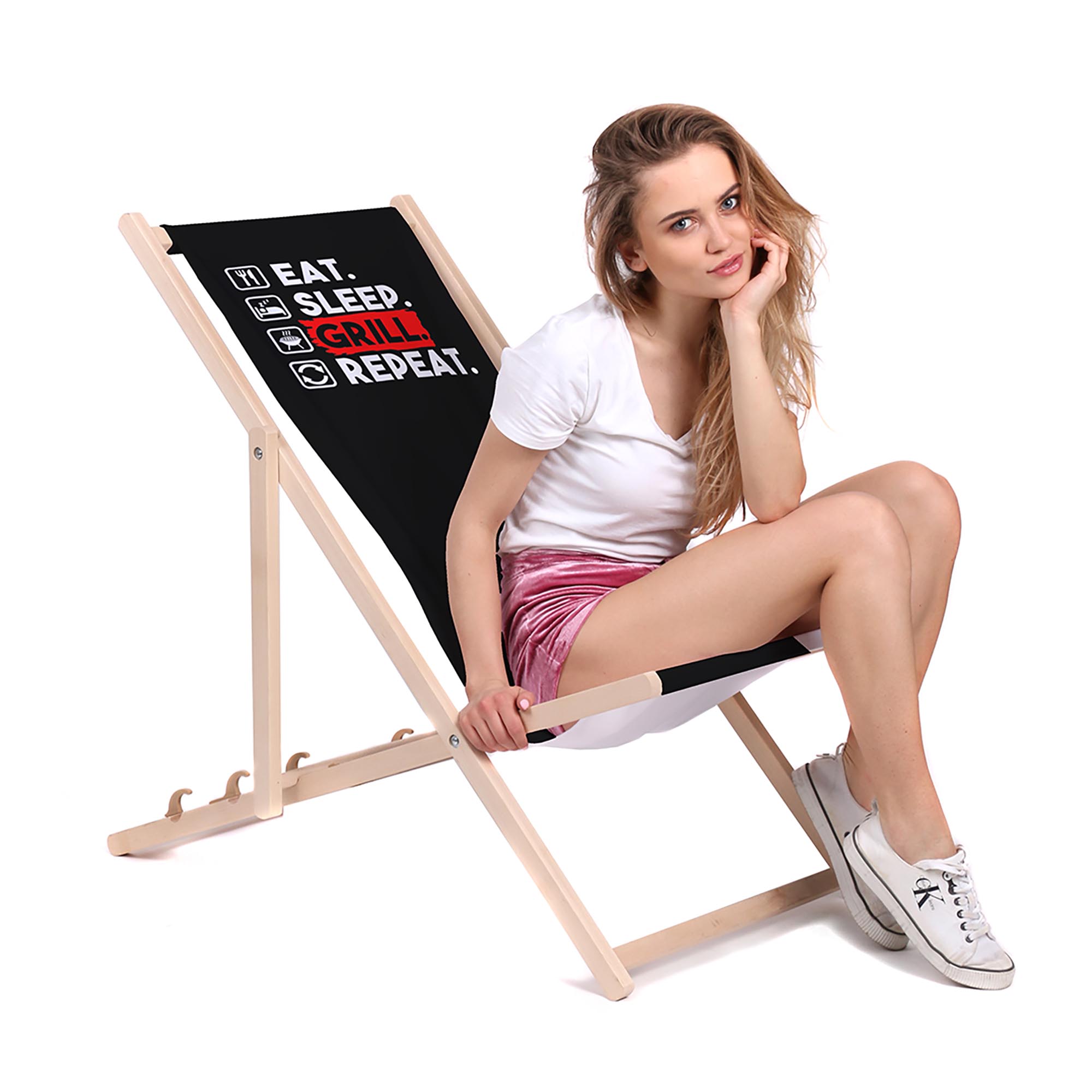 Dřevěný stolek Eat Sleep Grill 50x50 CM