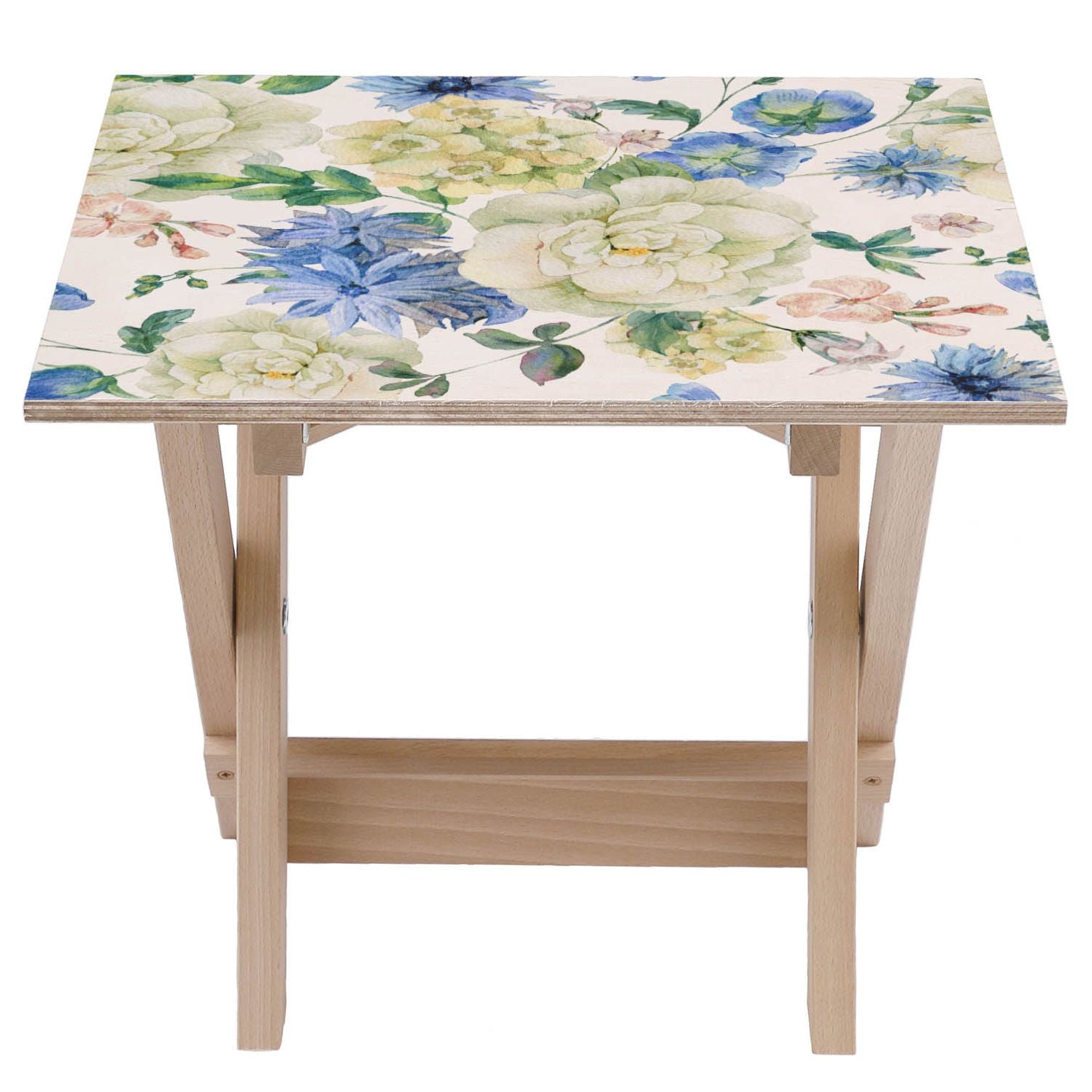 Stolik drewniany Blue Wild Flowers-30x40 CM