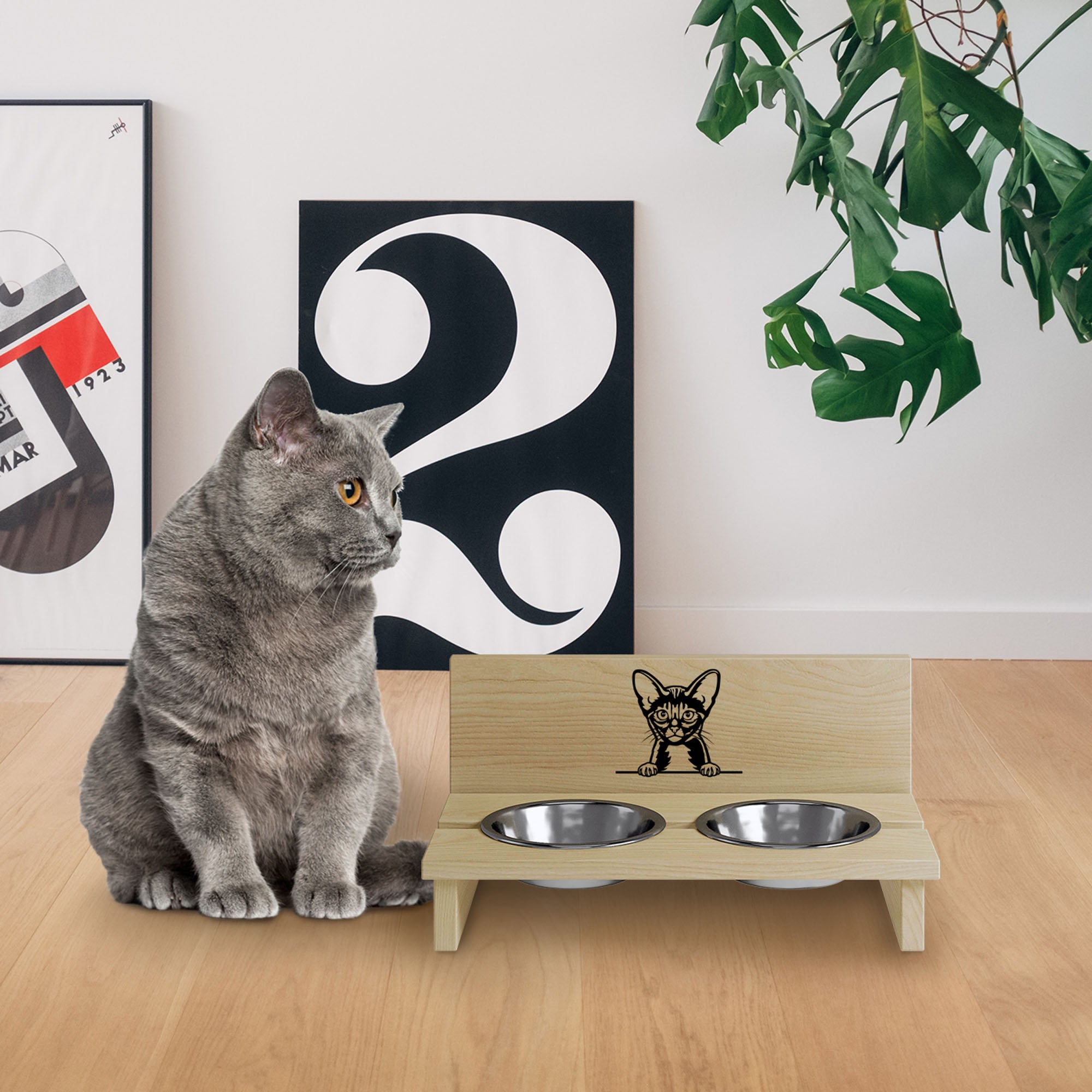 Futternapfhalter für Katze Abyssinian-L