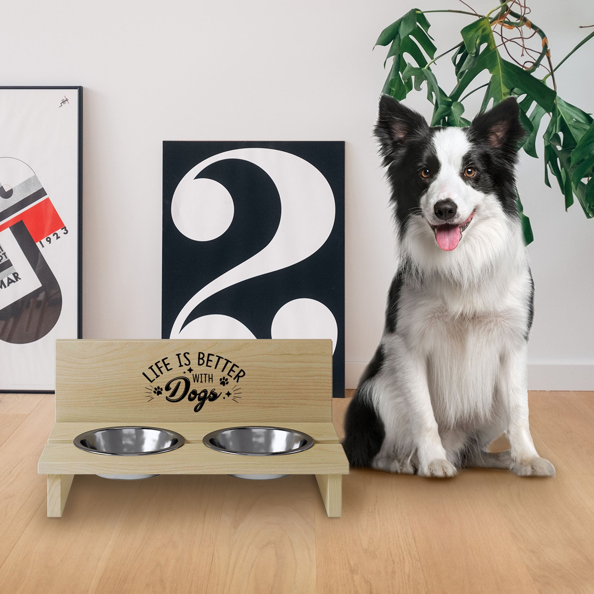 Stojak na miskę dla psa Life is Better with a Dog2-L