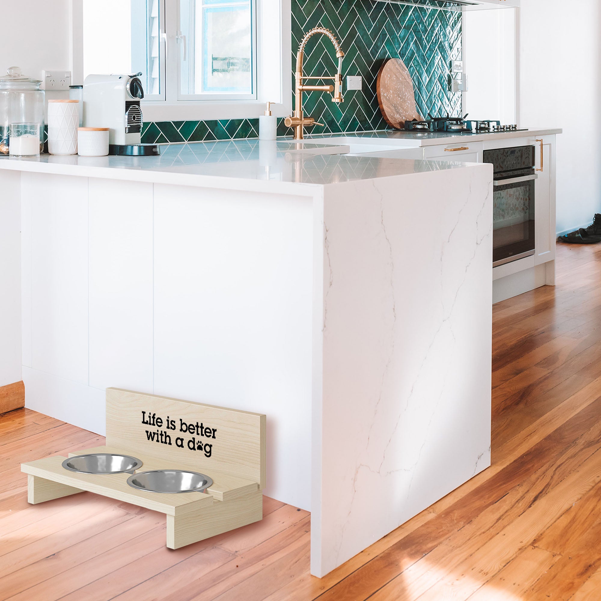 Stojak na miskę dla psa Life is Better with a Dog3-S