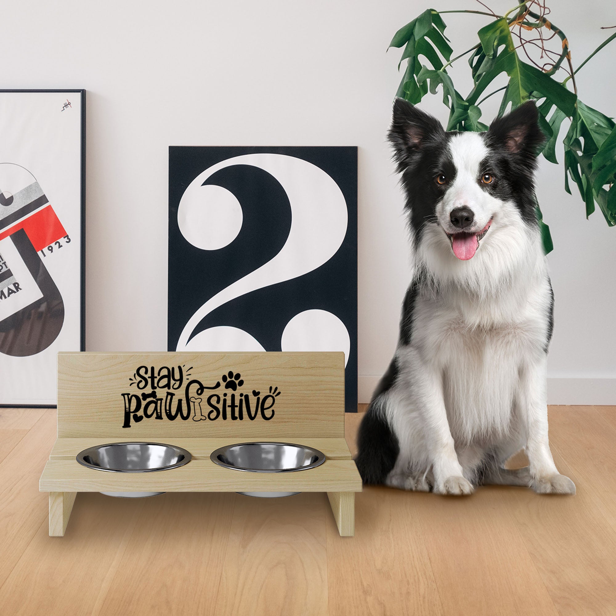 Stojak na miskę dla psa Stay Pawsitive2-M