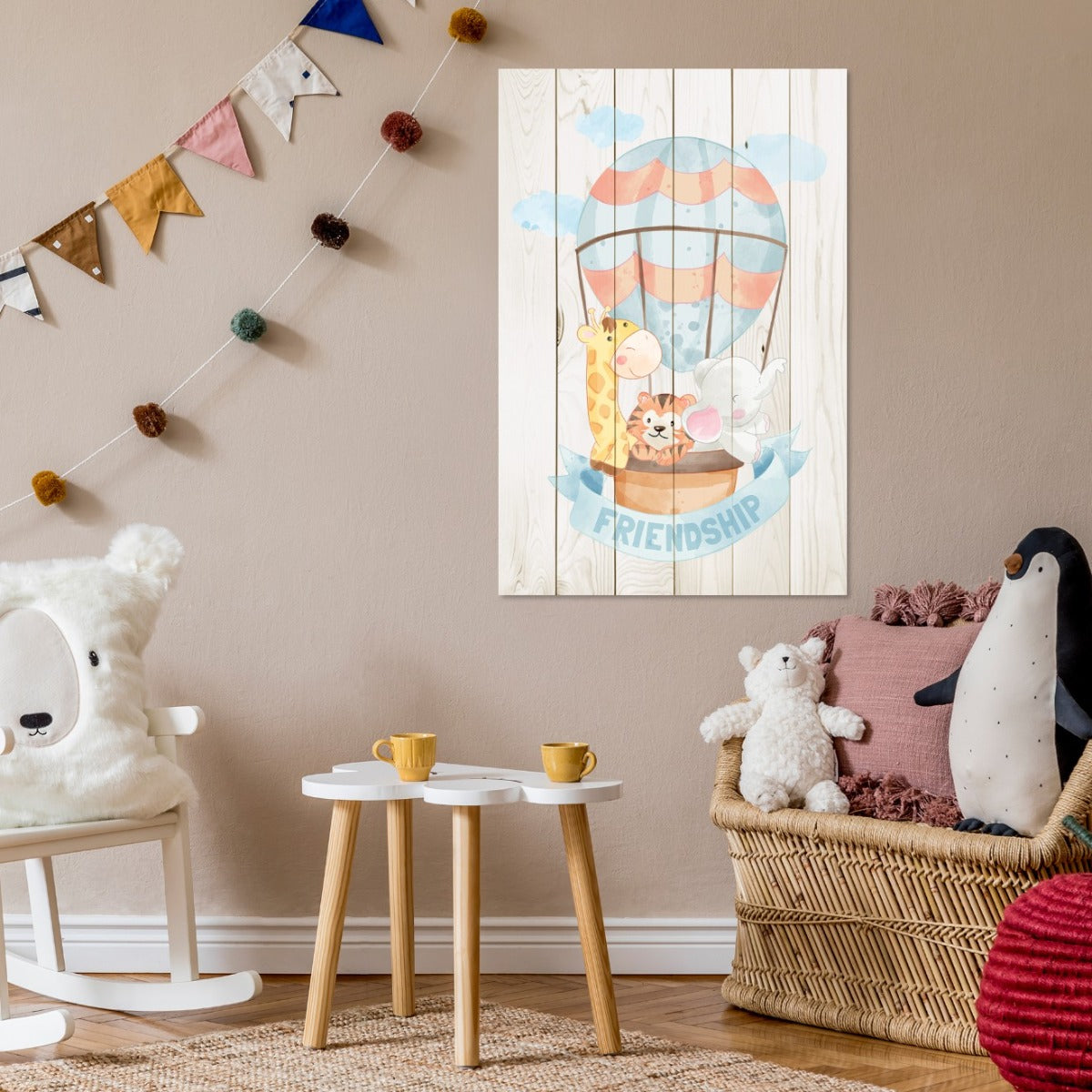 Obraz Wood Animal Friends in Ballon