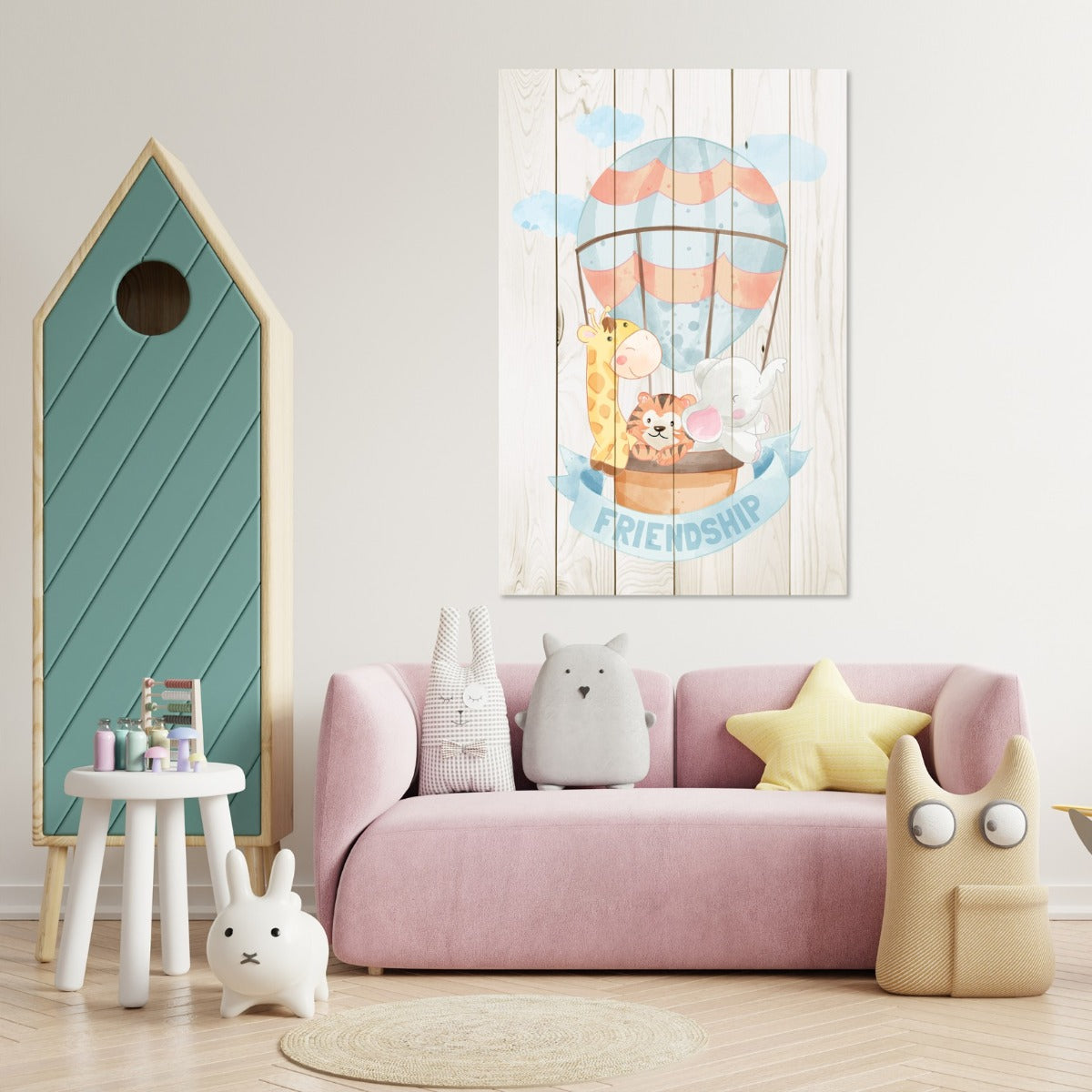 Bild Wood Tierfreunde im Ballon-50x70 cm