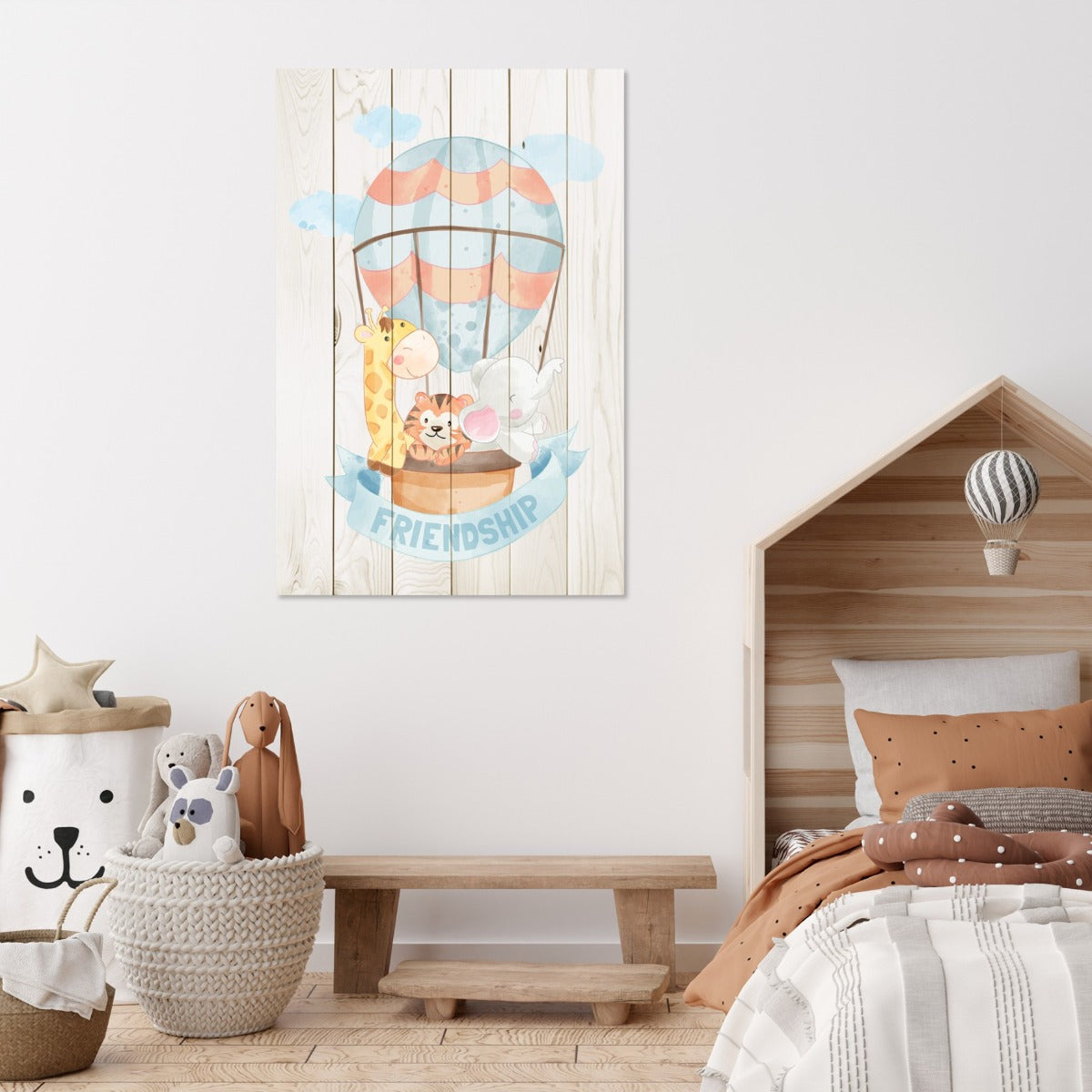 Bild Wood Tierfreunde im Ballon-50x70 cm