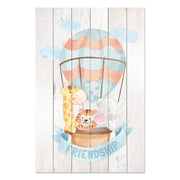 Obraz Wood Animal Friends in Ballon-20x30 cm