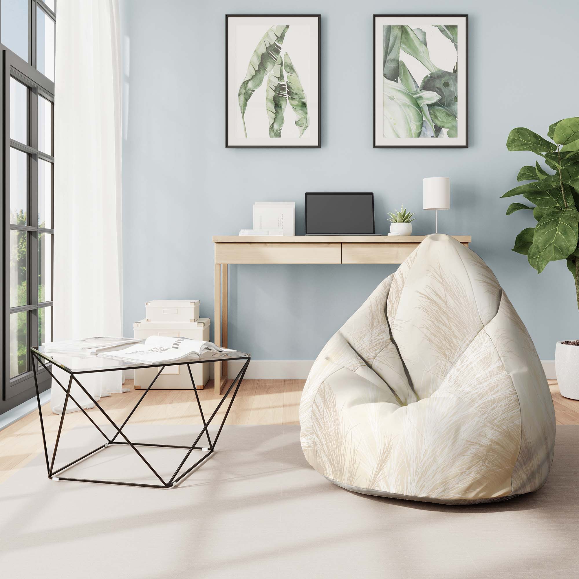 Puf Pearshape Beige Warm Pampas Grass-Oxford