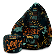 Puf Pearshape s podnožkou Black Beer-Oxford