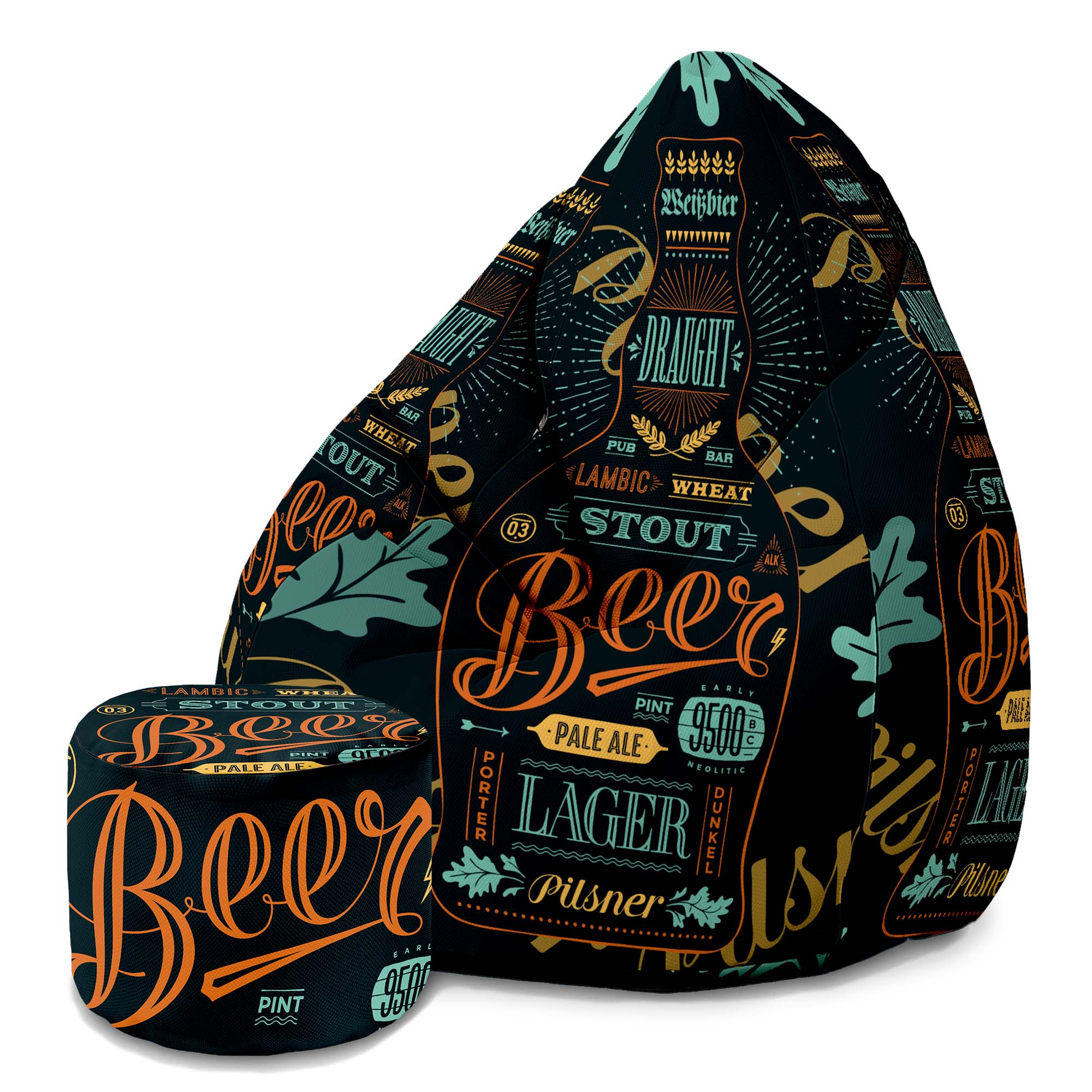 Puf Pearshape s podnožkou Black Beer-Oxford