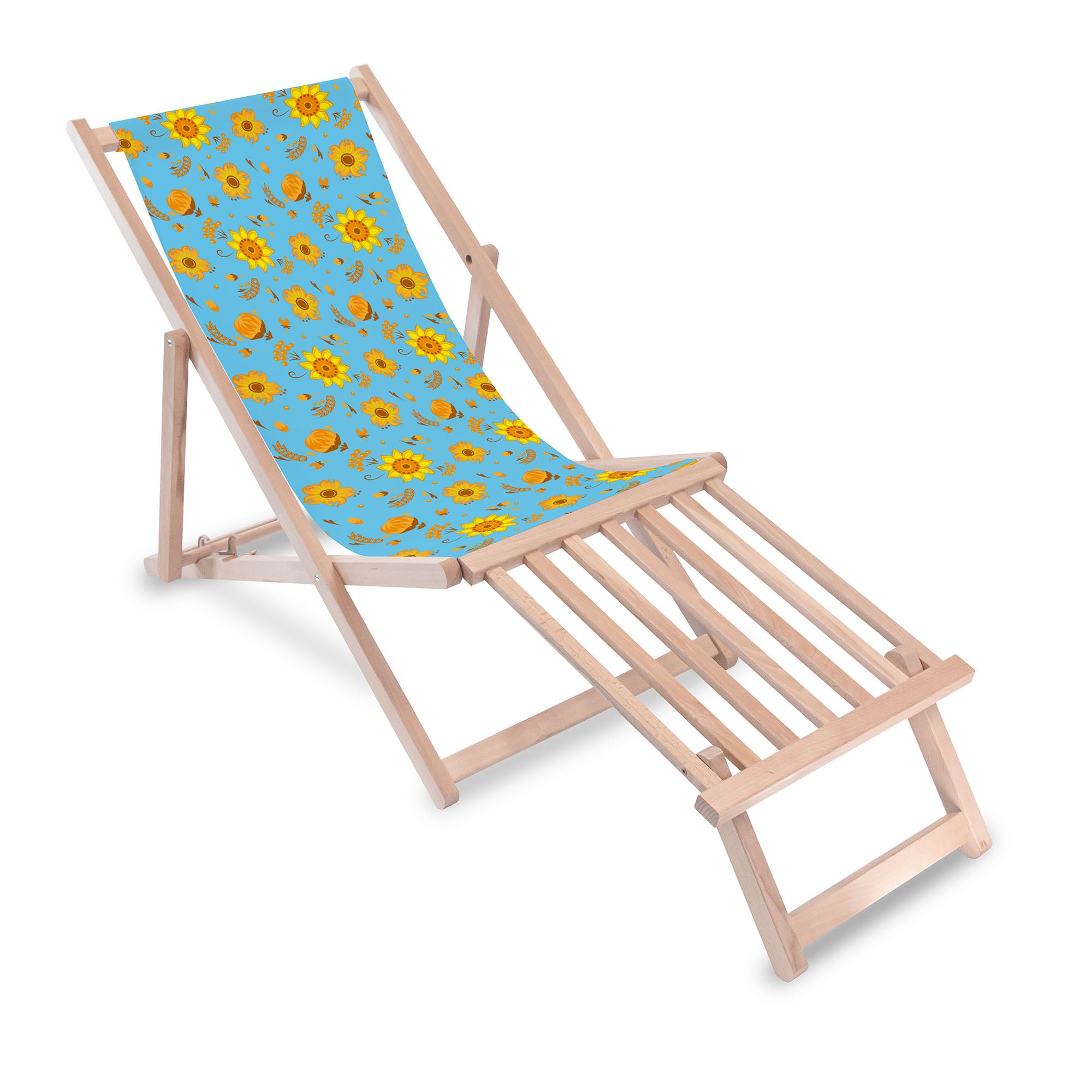 Leżak drewniany z podnóżkiem drewnianym Blue Paradise