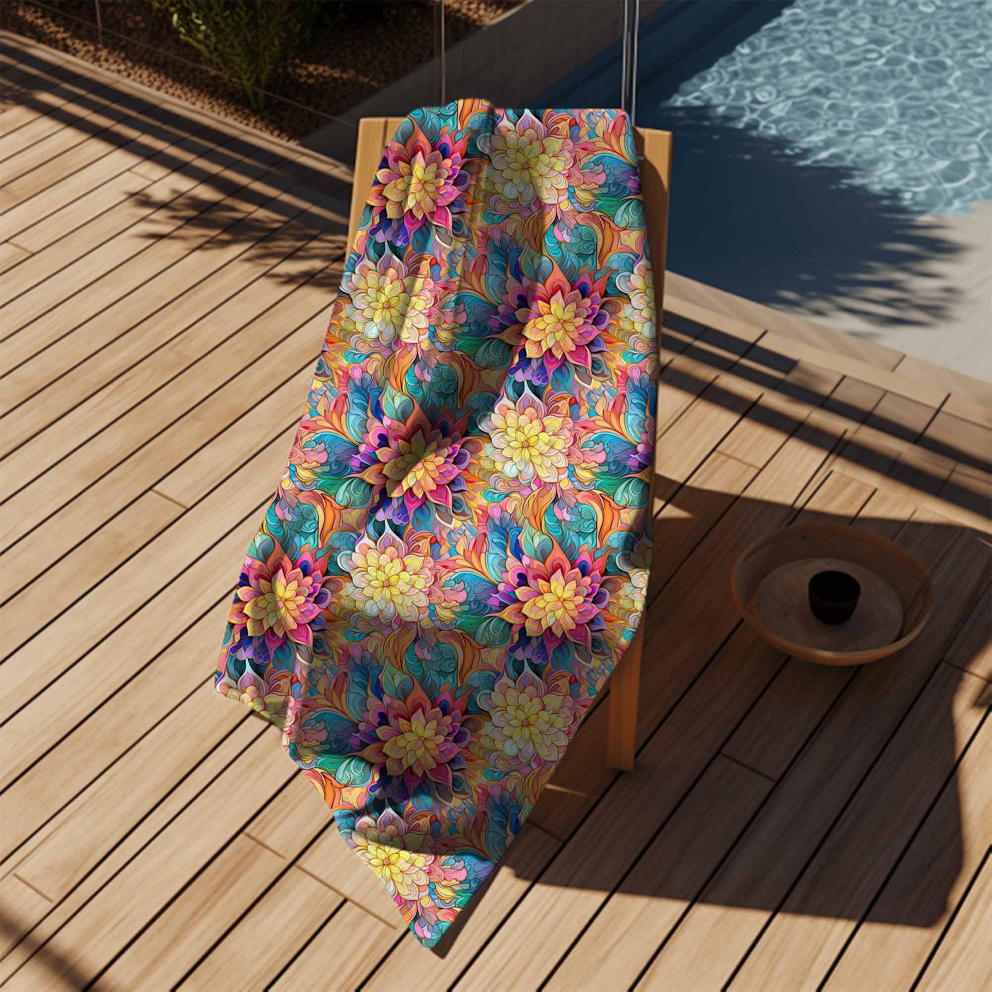 Towel Botanical Floral Geometric Pattern-30x50 cm