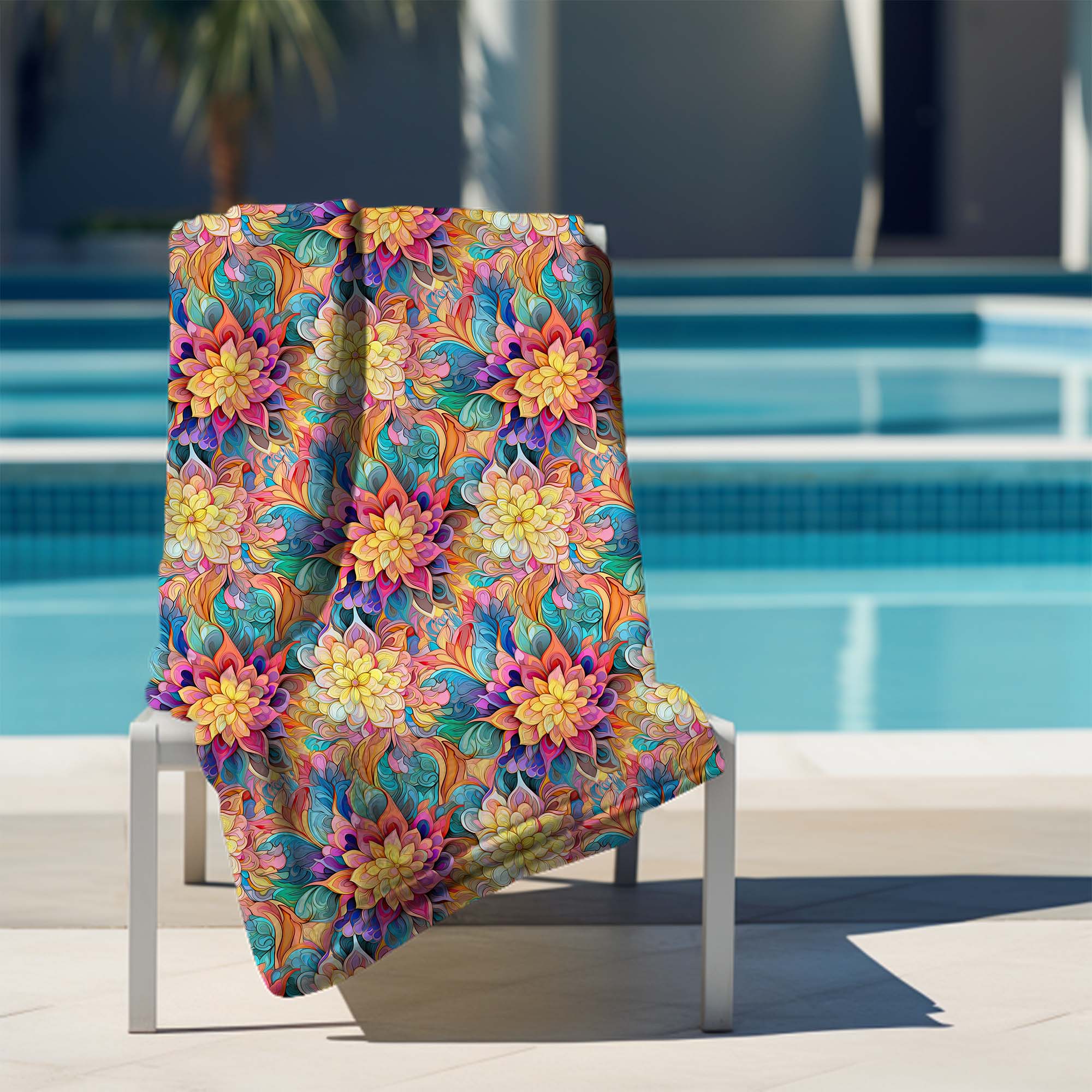 Towel Botanical Floral Geometric Pattern