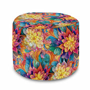 Puf okrągły podnóżek Botanical Floral Geometric Pattern