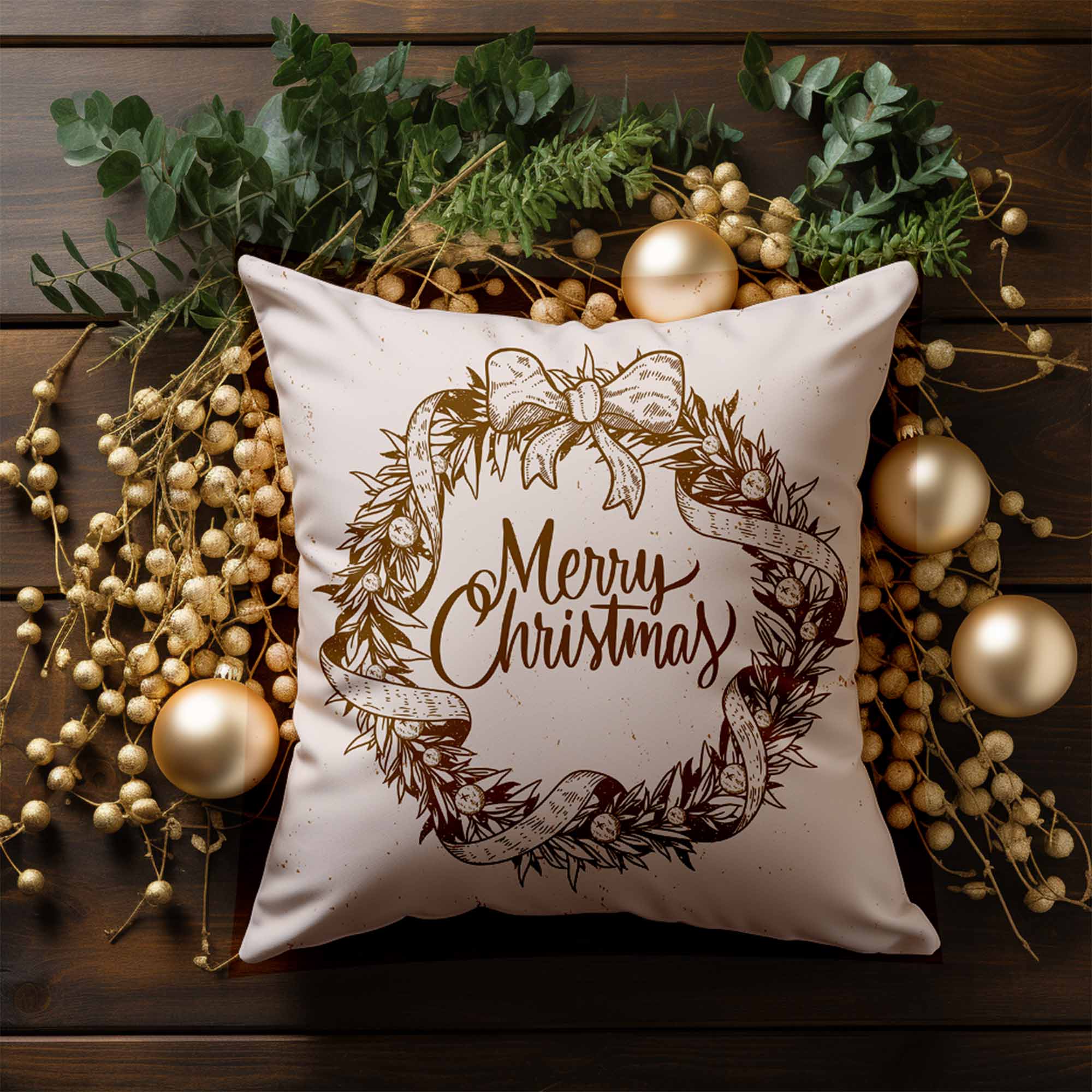 Christmas Wreath Pillow