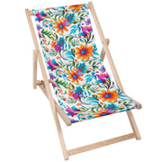 Holzliegestuhl Buntes Blumenmuster-S