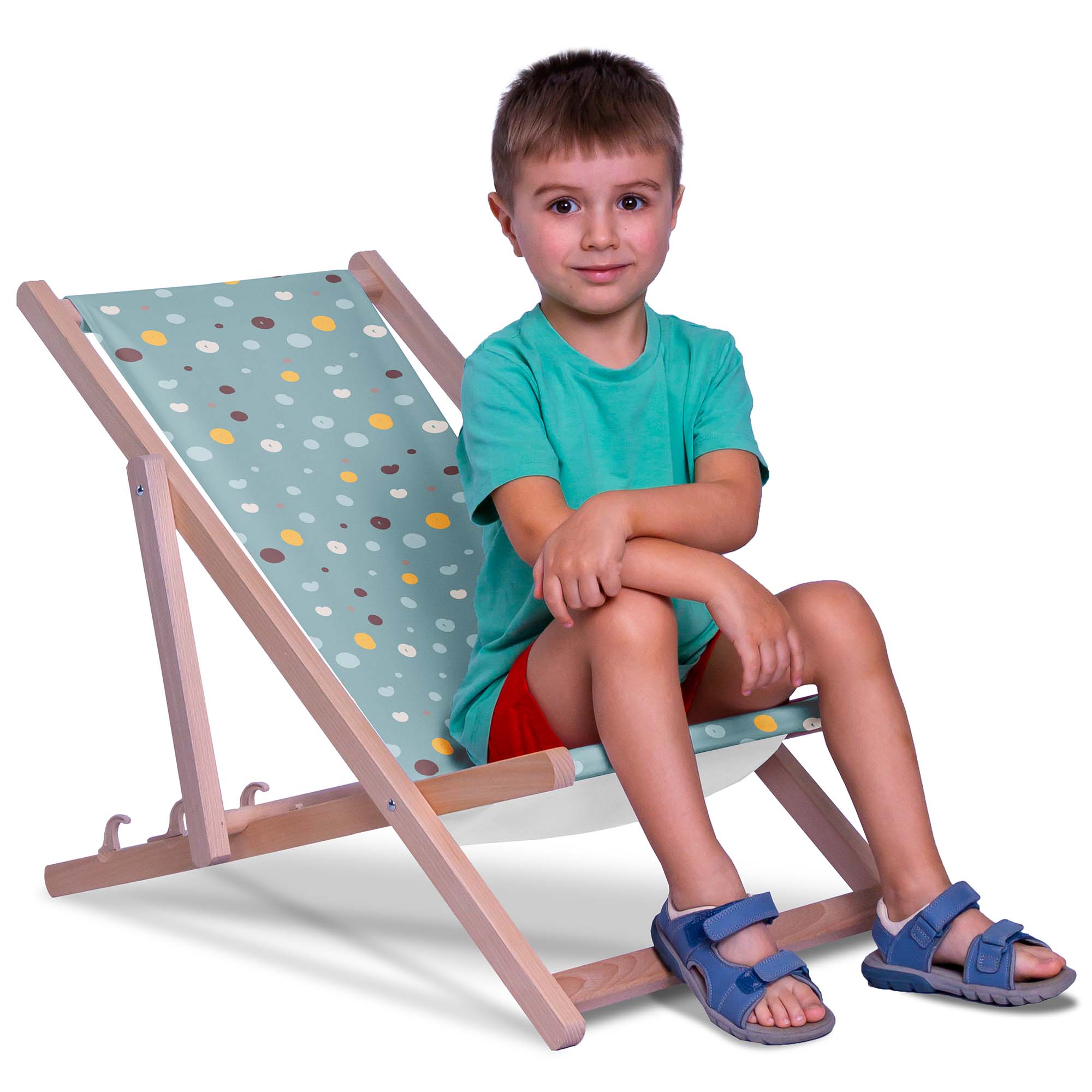 Leżak drewniany Pastel Blue Dots